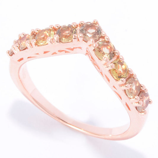 Sterling Silver Brilliant Cut Color Change Garnet Chevron Stack Band Ring - Pinctore