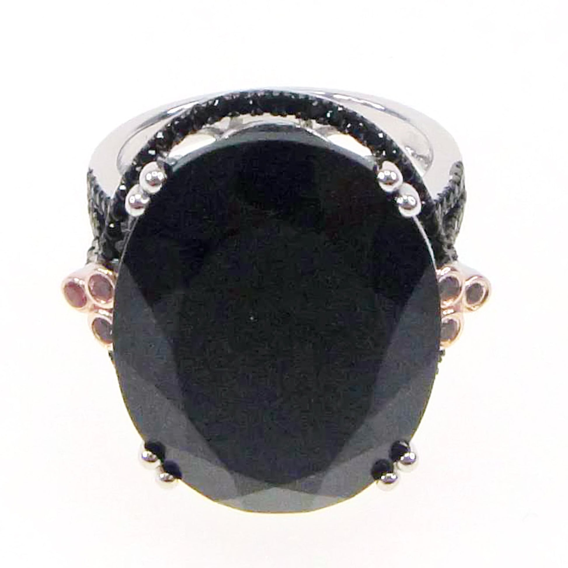 925 Sterling Silver Black Spinel, Pink Tourmaline Ring - Pinctore