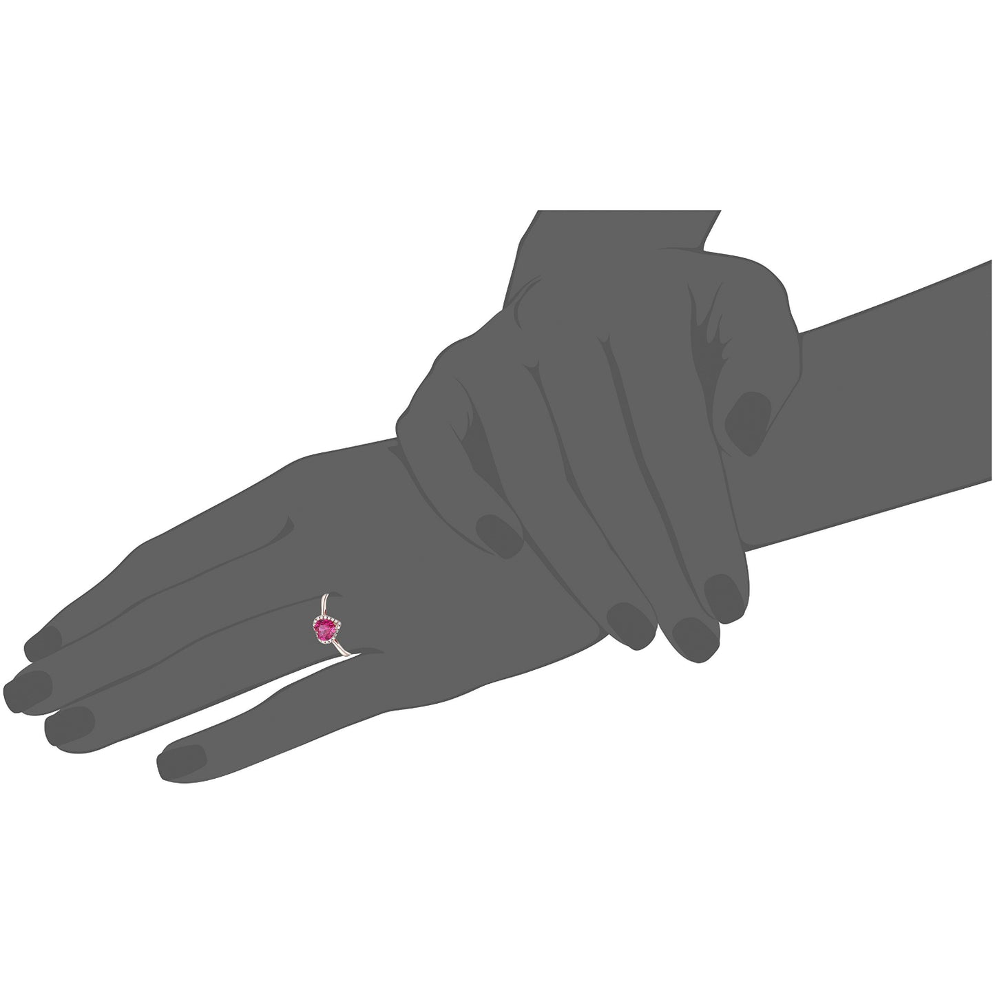 10k Rose Gold Created Ruby And Diamond Solitaire Heart Halo Engagement Ring (1/10cttw, H-I Color, I1-I2 Clarity), - pinctore