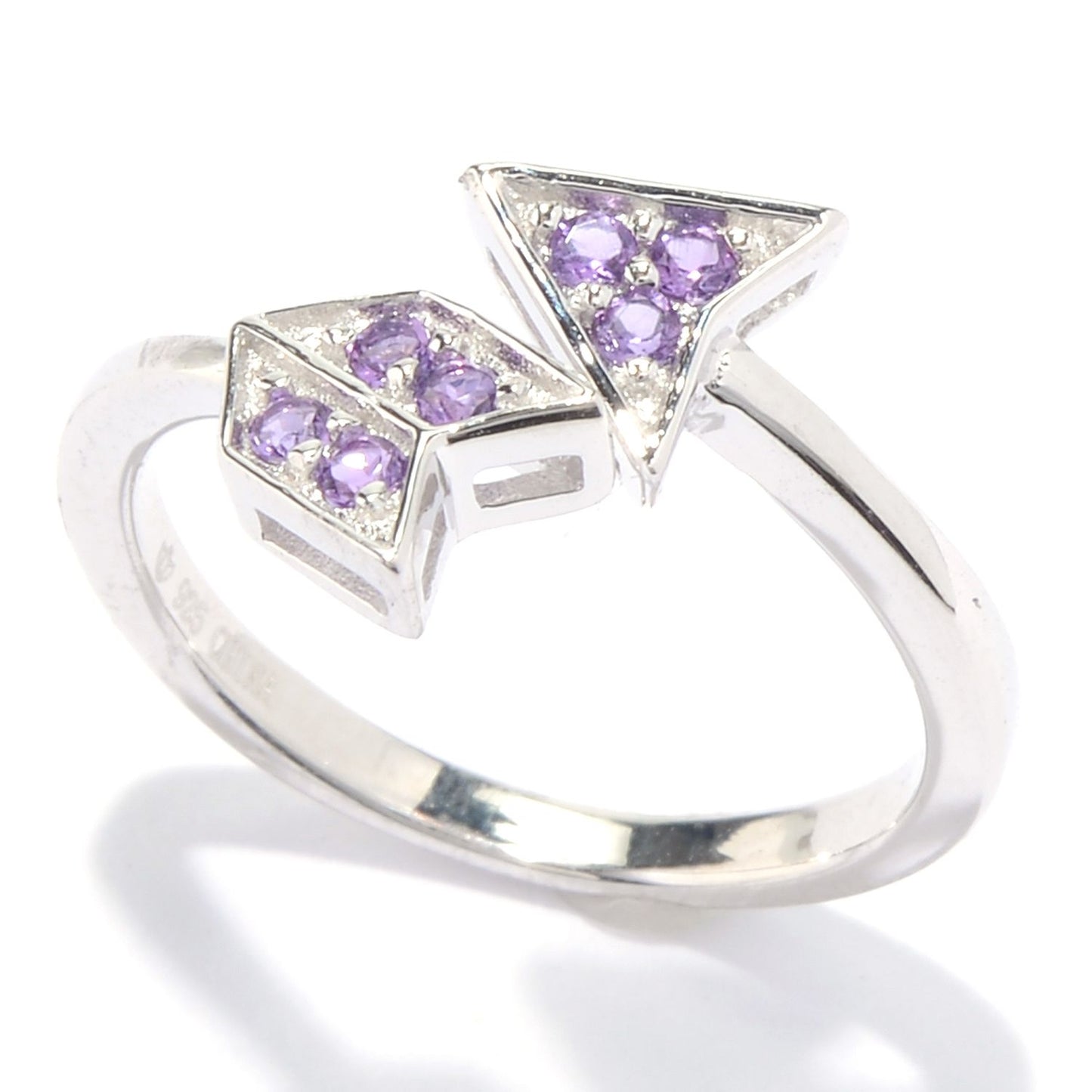 Pinctore Sterling Silver Amethyst Arrow Toe Ring - pinctore
