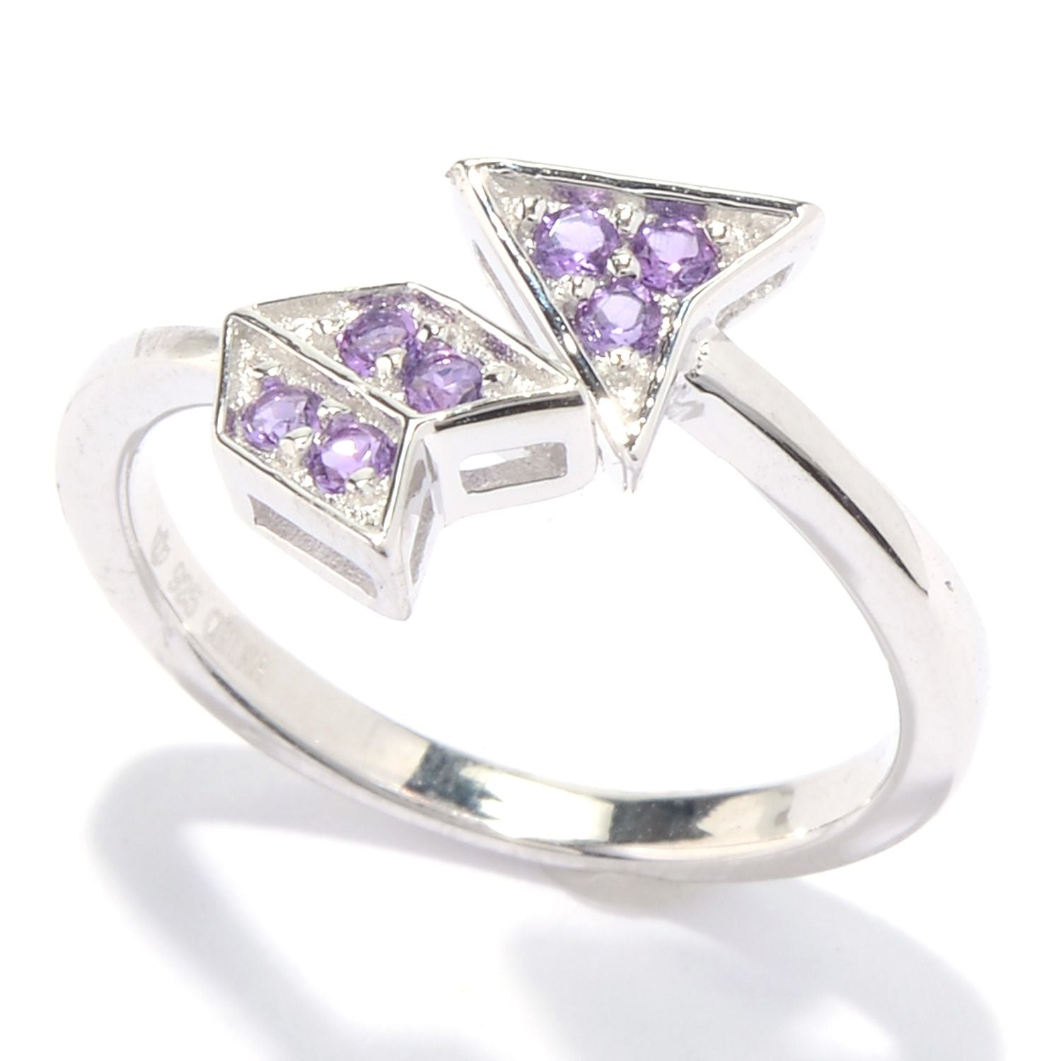 Pinctore Sterling Silver Amethyst Arrow Toe Ring - pinctore