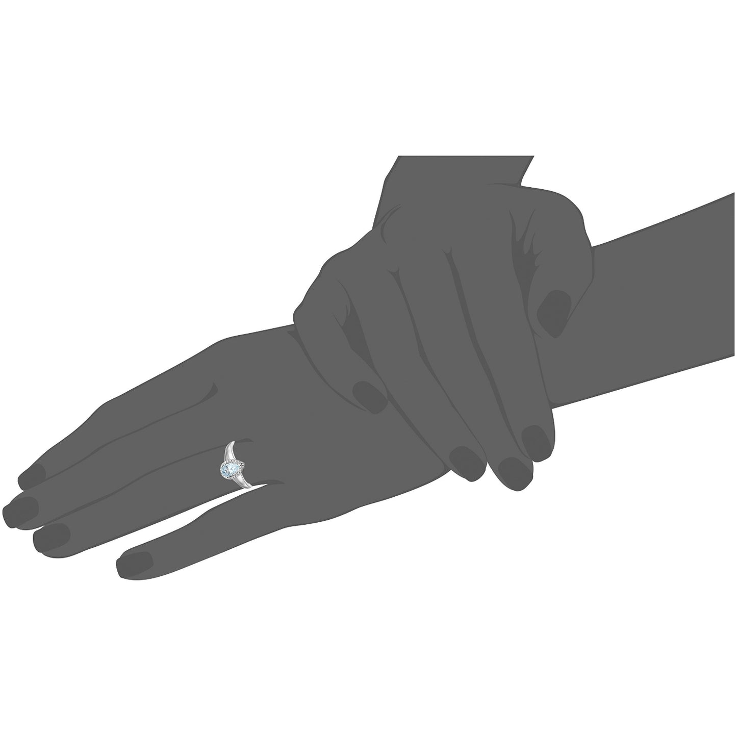 10k White Gold Aquamarine and Diamond Princess Diana Pear Halo Engagement Ring (1/10cttw, H-I Color, I1-I2 Clarity), - pinctore