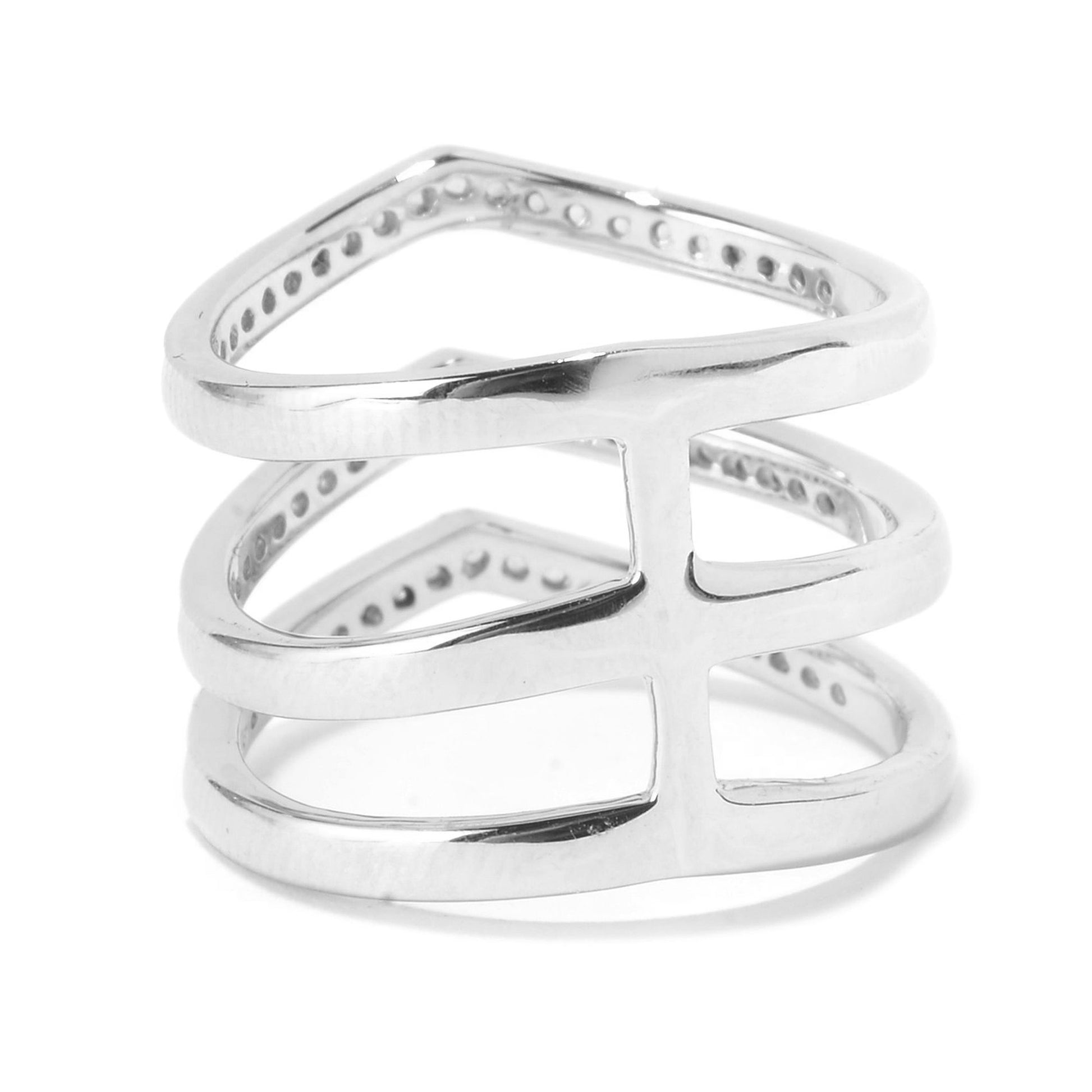 Sterling Silver 925 White Natural Zircon Ring - Pinctore