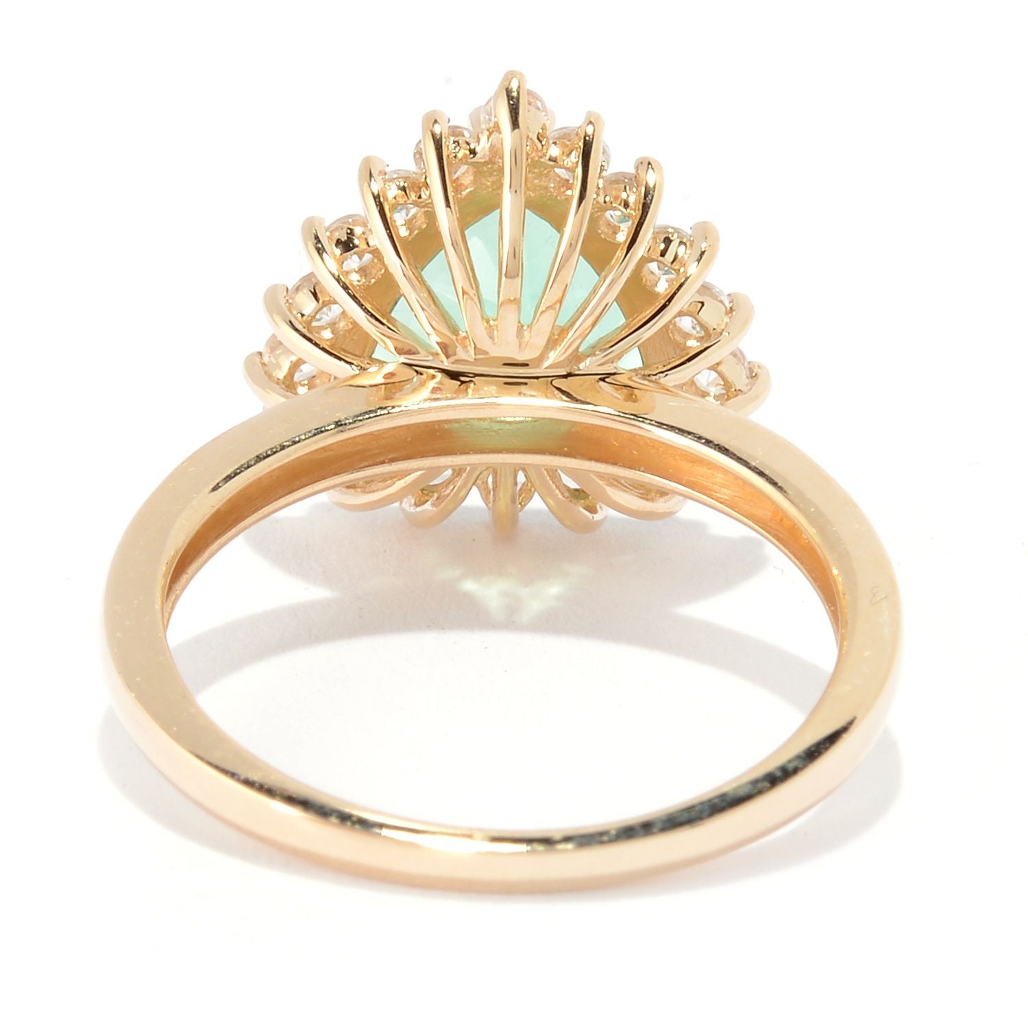 Pinctore 14K Gold 3.28ctw Trillion Shaped Green Apatite & White Zircon Ring - pinctore