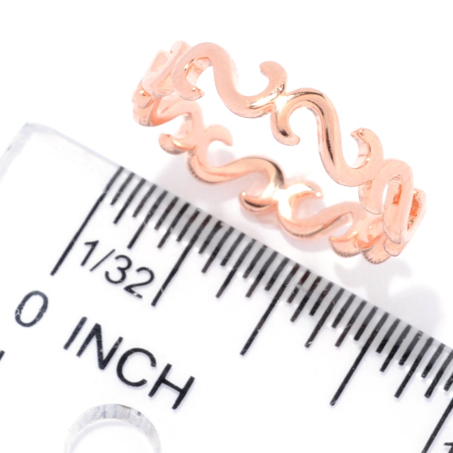 Sterling Silver 18K Rose Vermeil Scrollwork Stack Band Ring - Pinctore