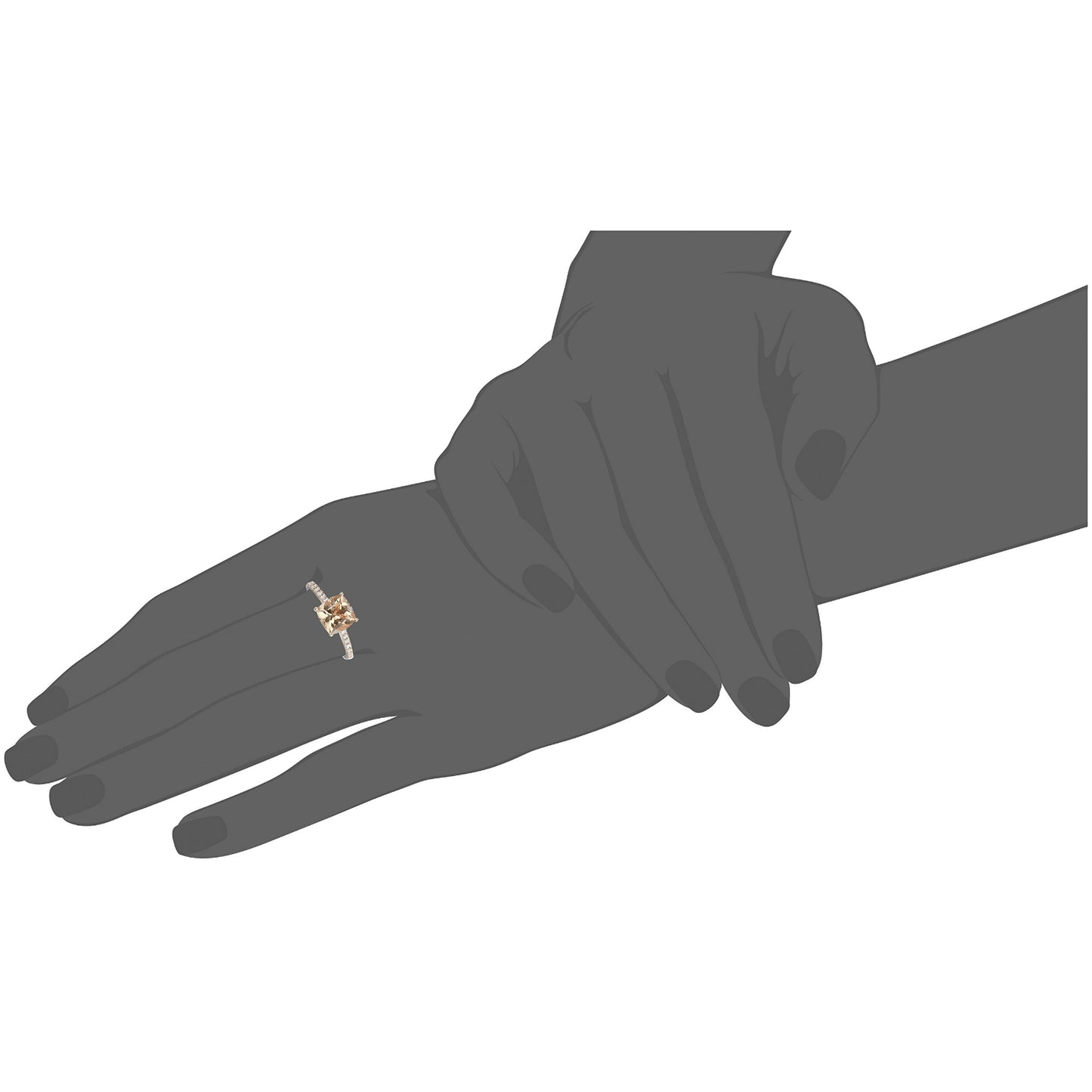 10k Rose Gold Morganite Cushion and Diamond Solitaire Ring (1/4 cttw H-I Color, I1-I2 Clarity), - pinctore