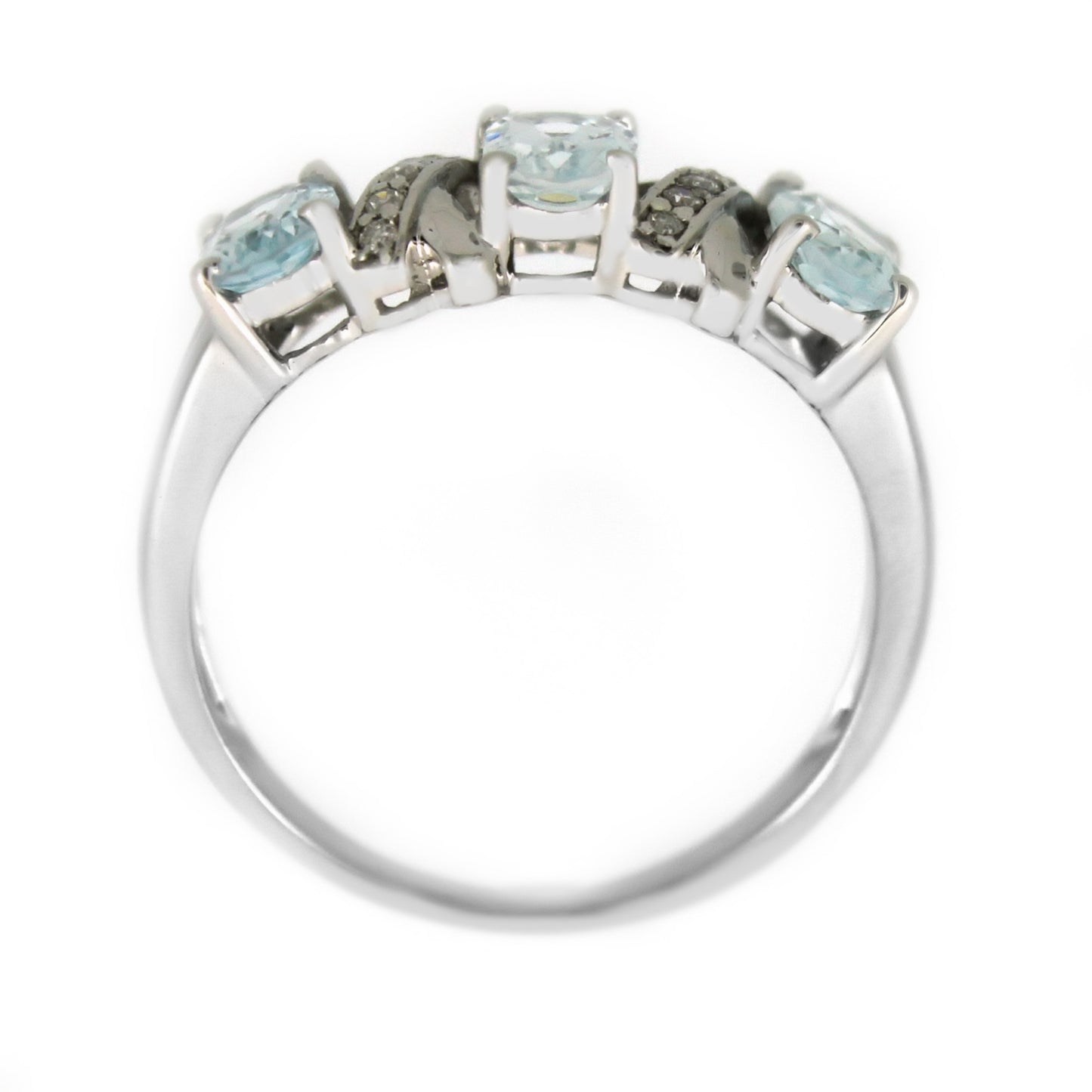 Sterling Silver Aquamarine & Diamond XOXO Ring - Pinctore