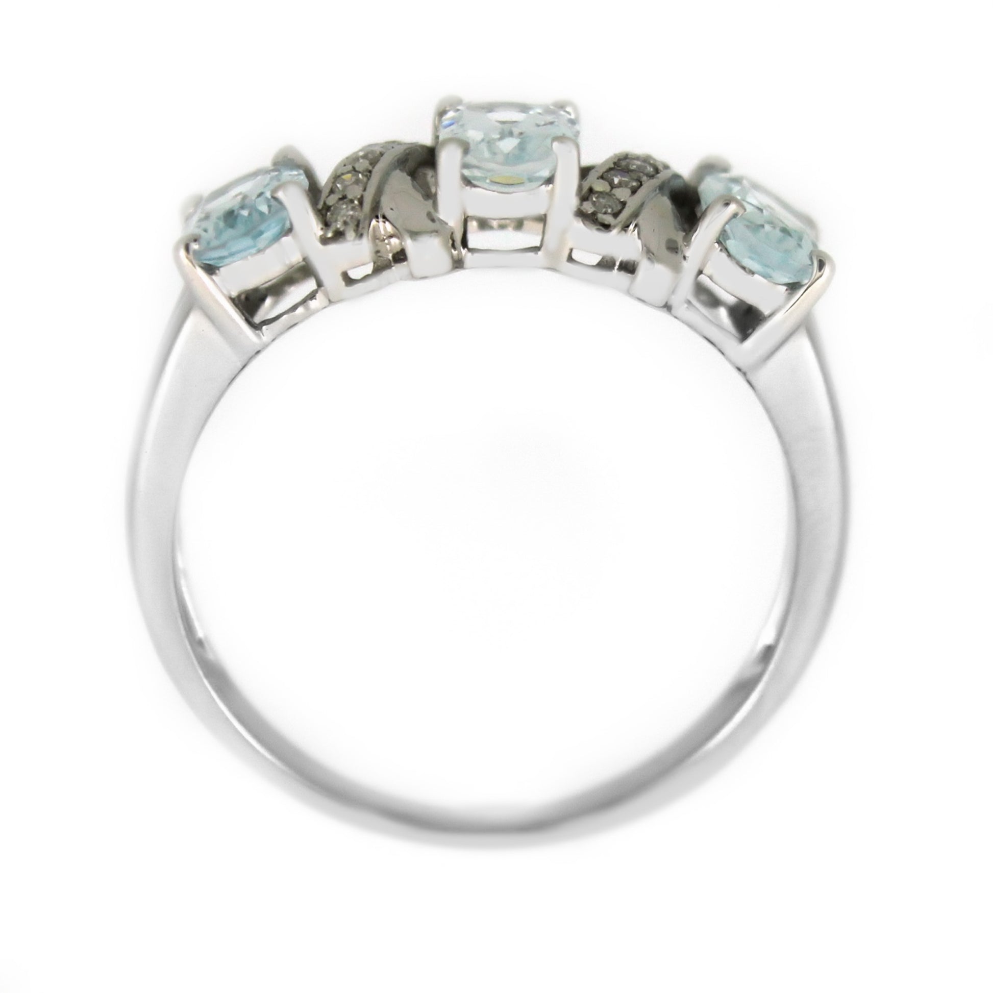 Sterling Silver Aquamarine & Diamond XOXO Ring - Pinctore