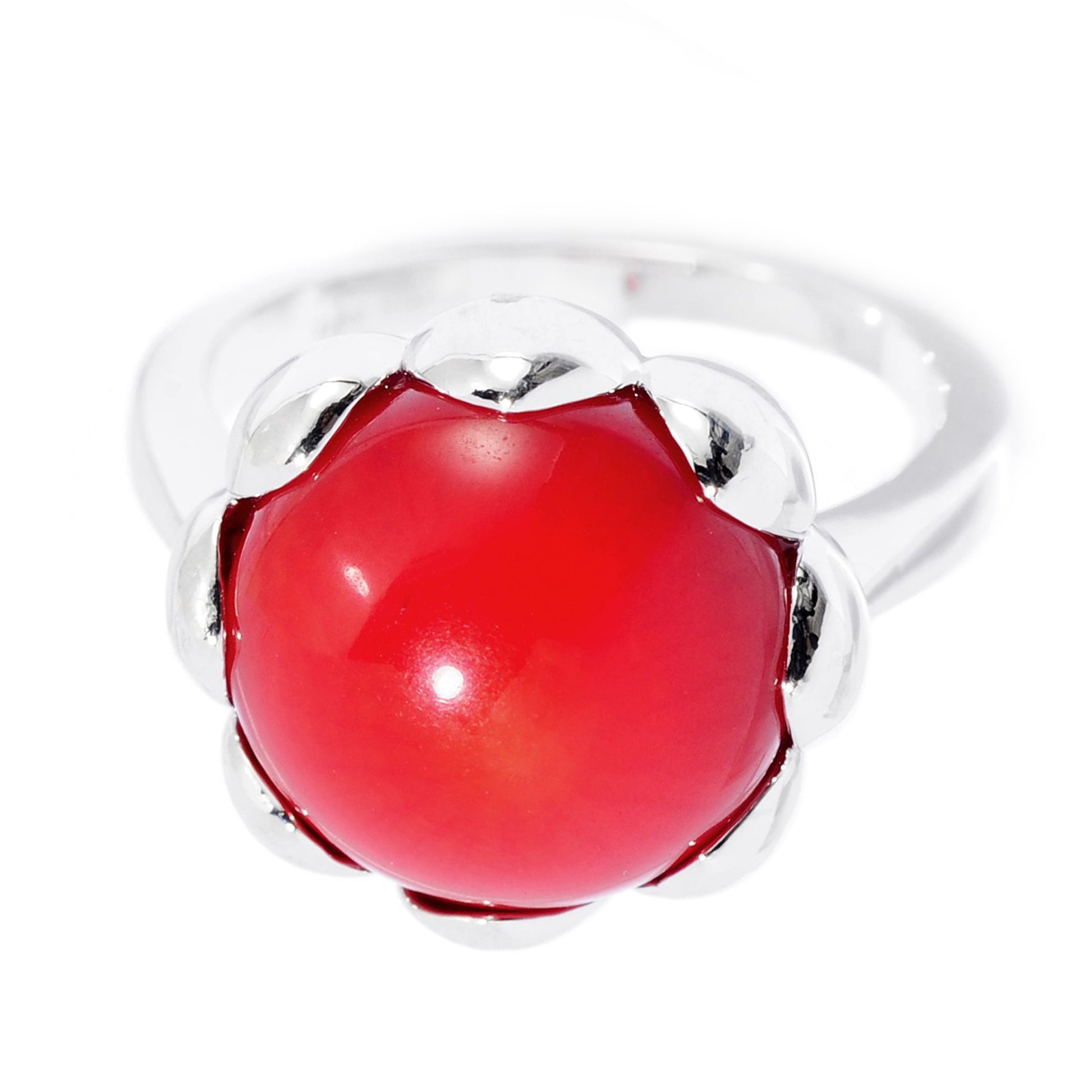 925 Sterling Silver Bamboo Coral Ring - Pinctore