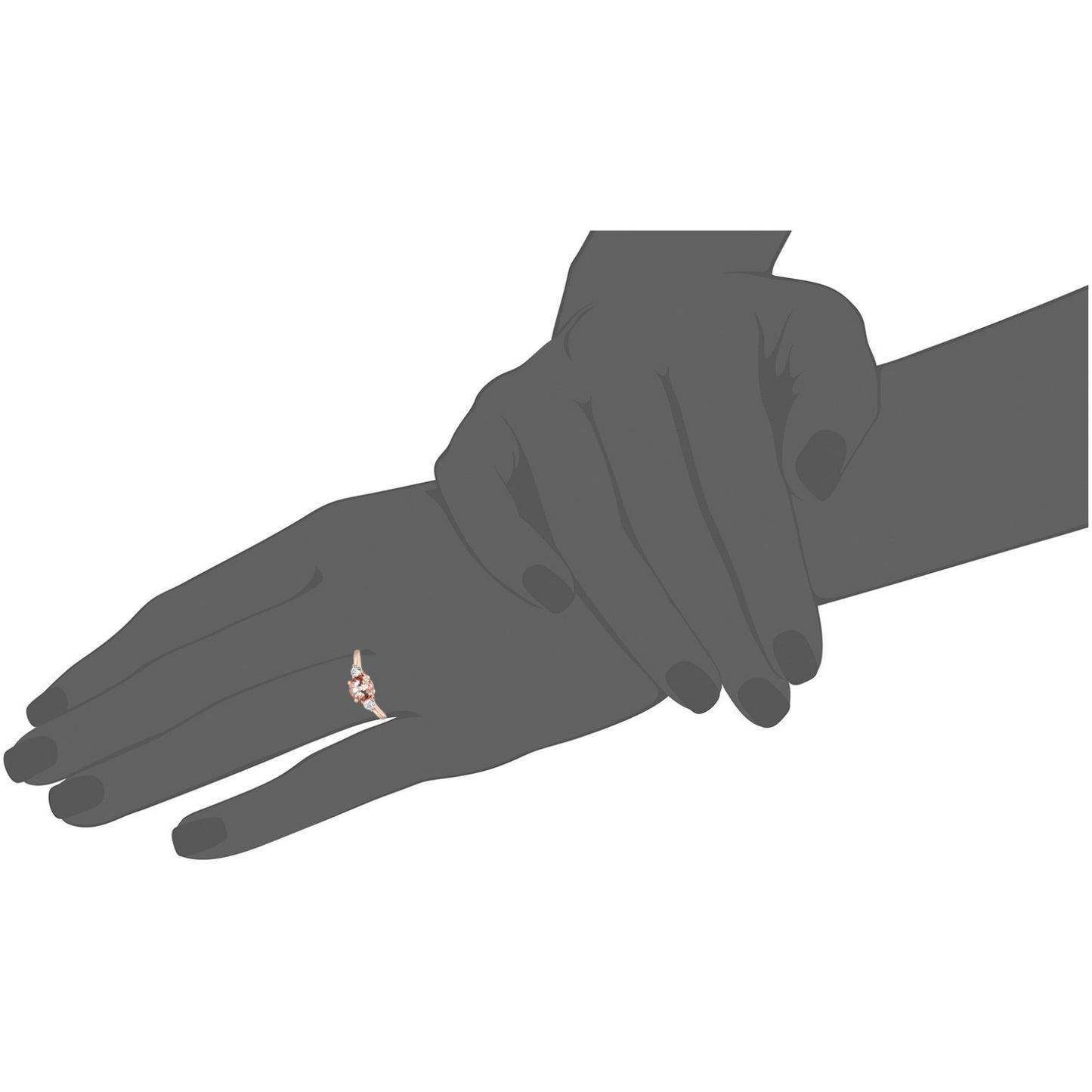 Pinctore 14k Rose Gold Morganite And Diamond 3-stone Engagement Ring - pinctore