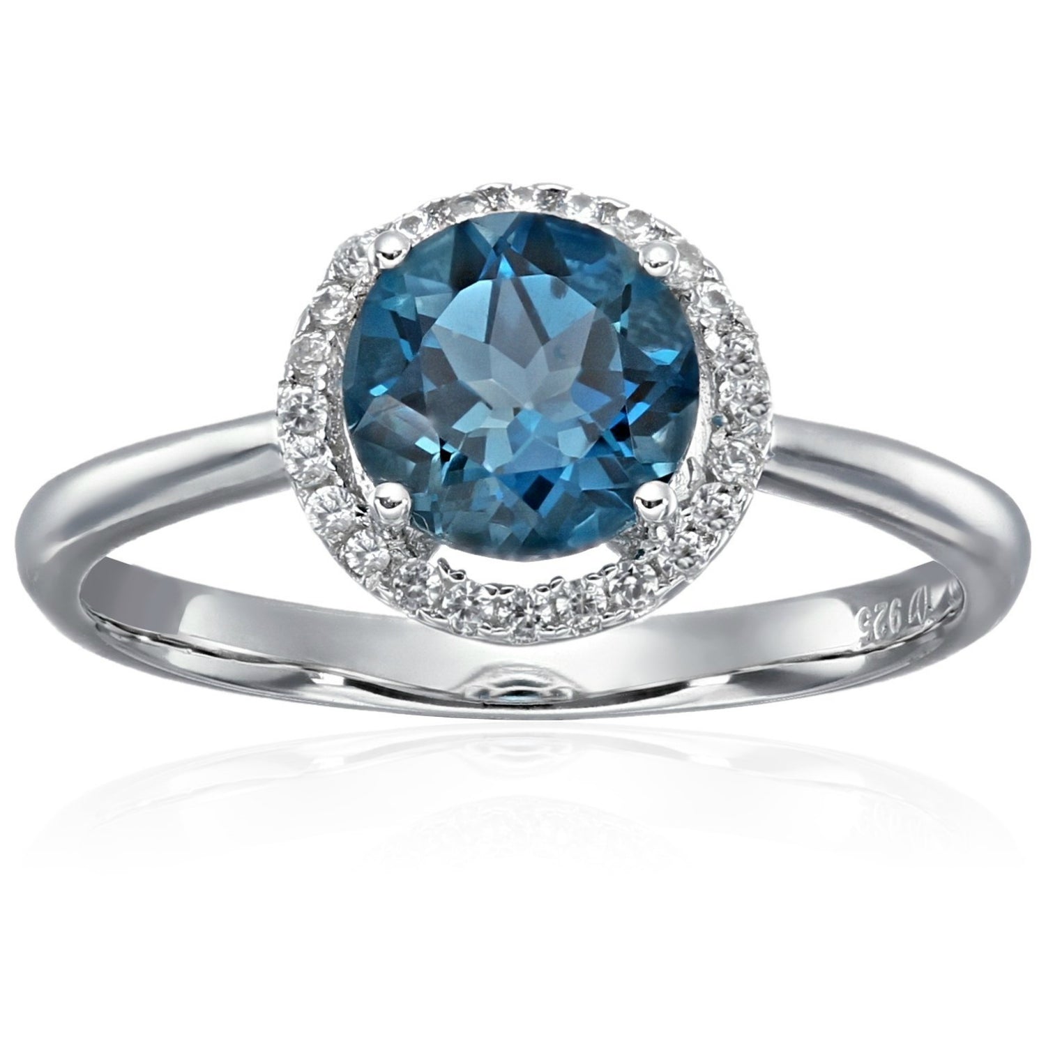 Sterling Silver London Blue Topaz And White Zircon Classic Round