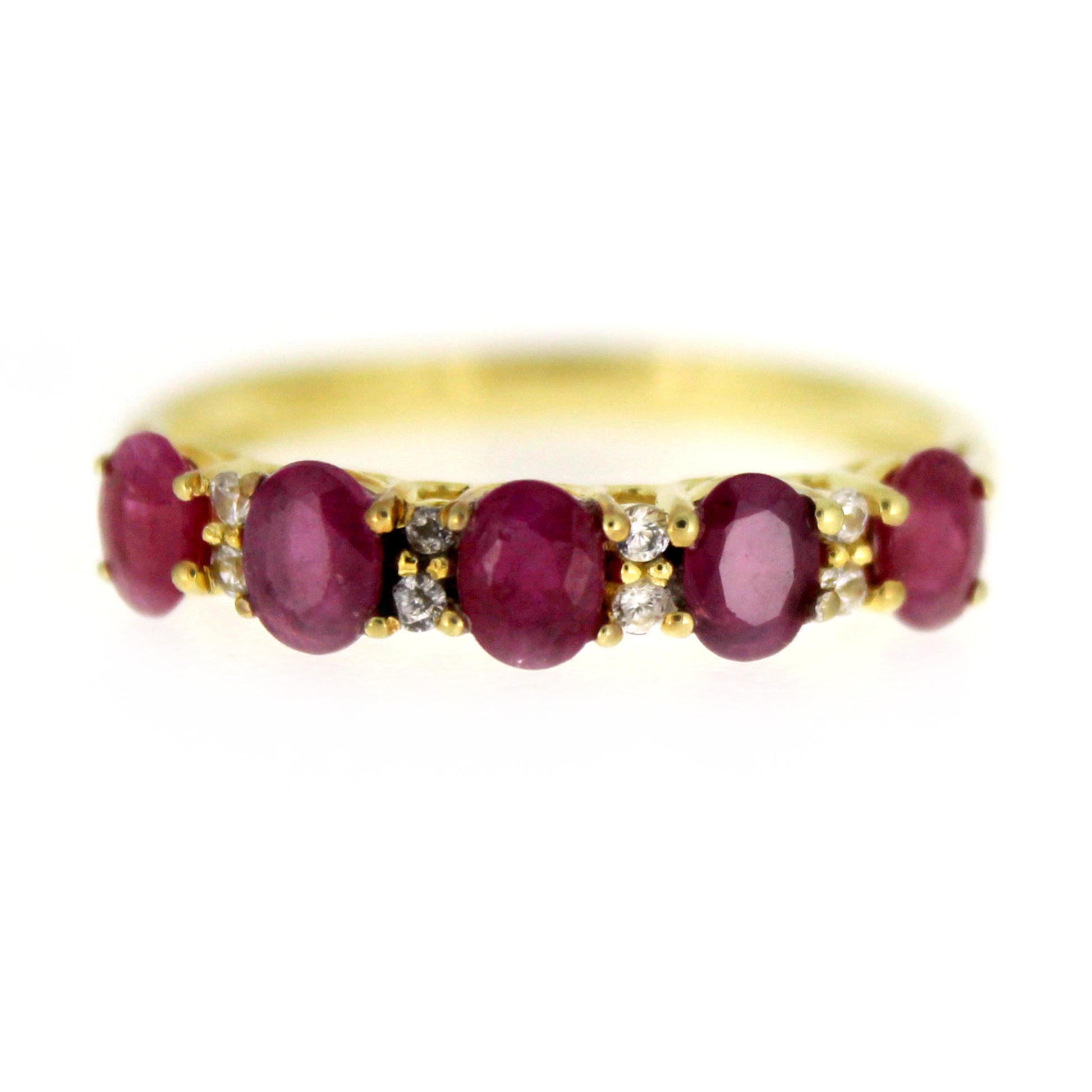 925 Sterling Silver White Natural Zircon, Burmese ruby Ring - Pinctore