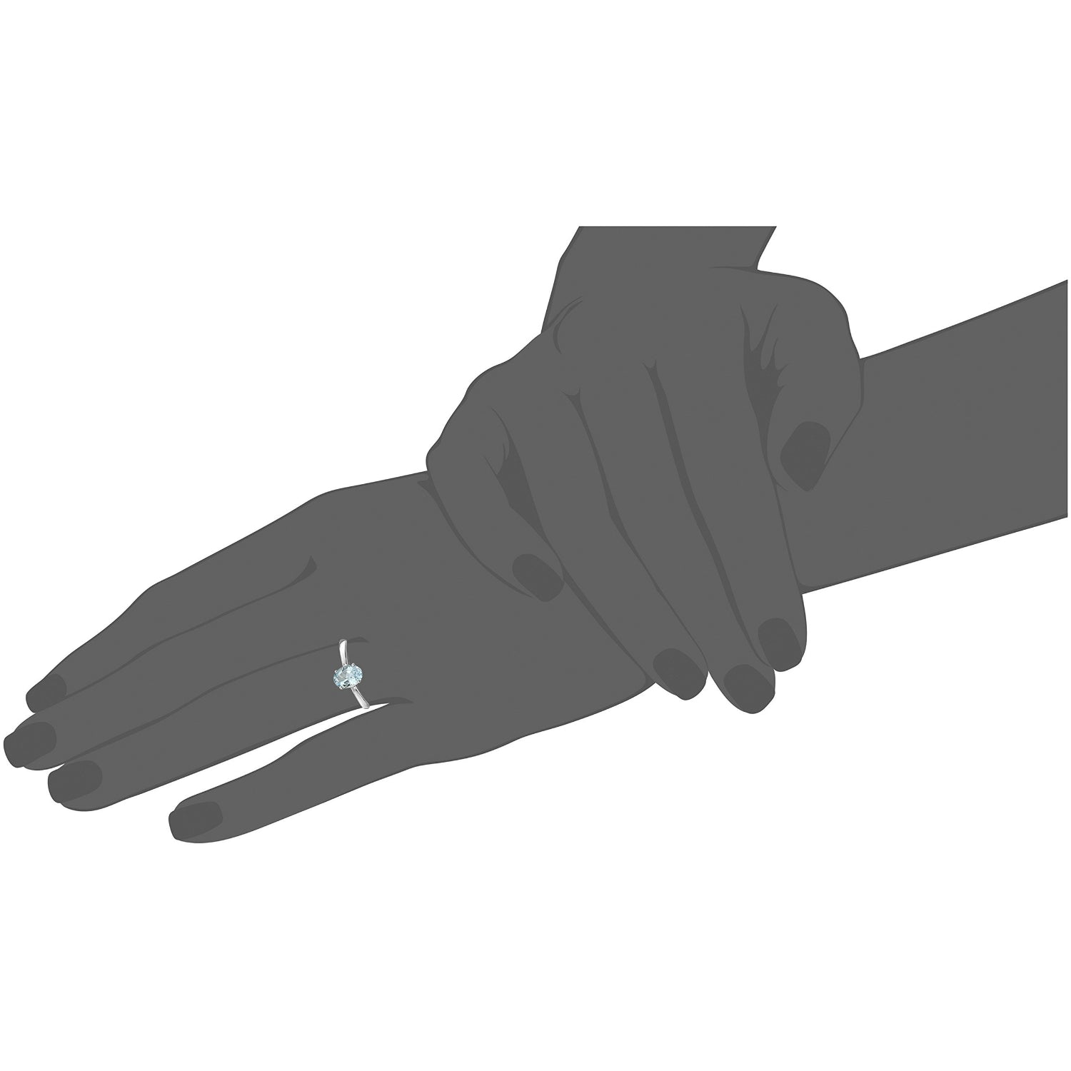 10k White Gold Aquamarine Oval Solitaire Engagement Ring - pinctore