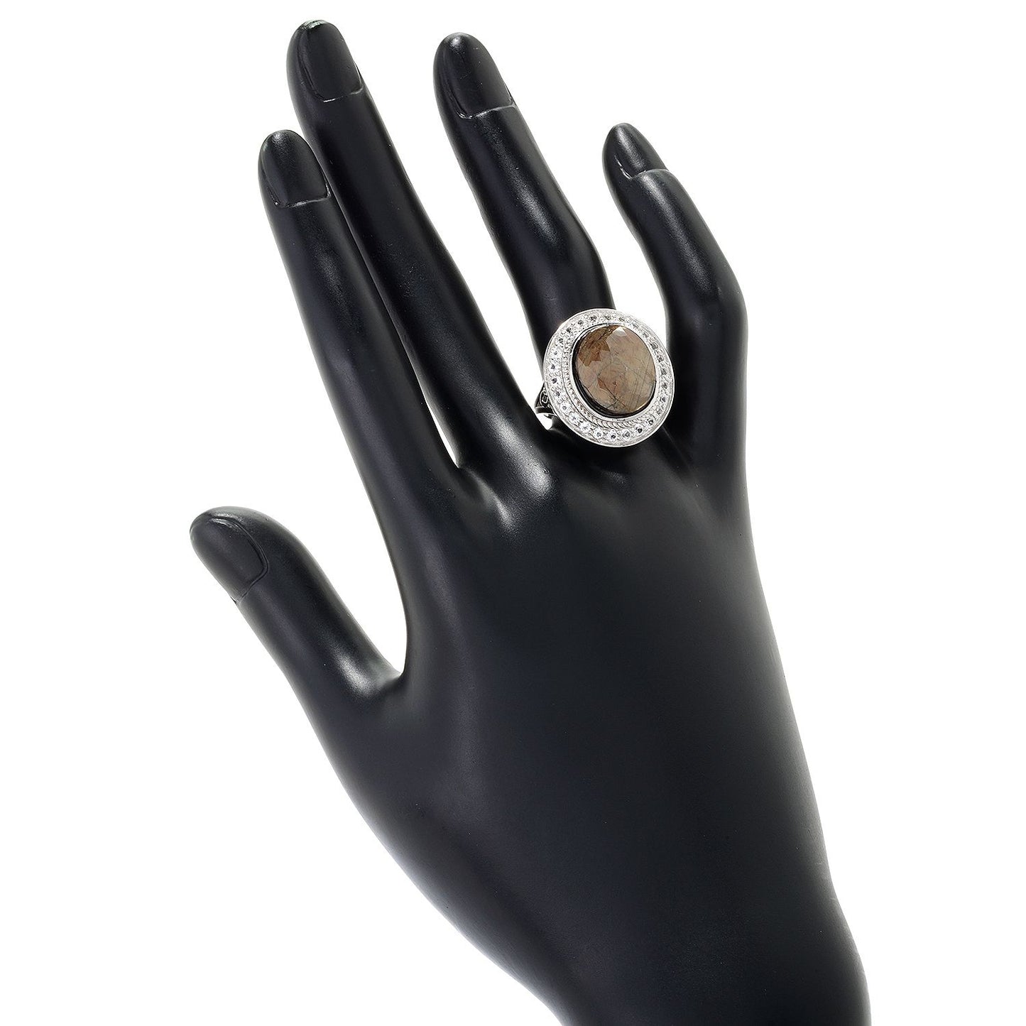 Sterling Silver 925 Golden Sheen Sapphire, White Topaz Ring - Pinctore