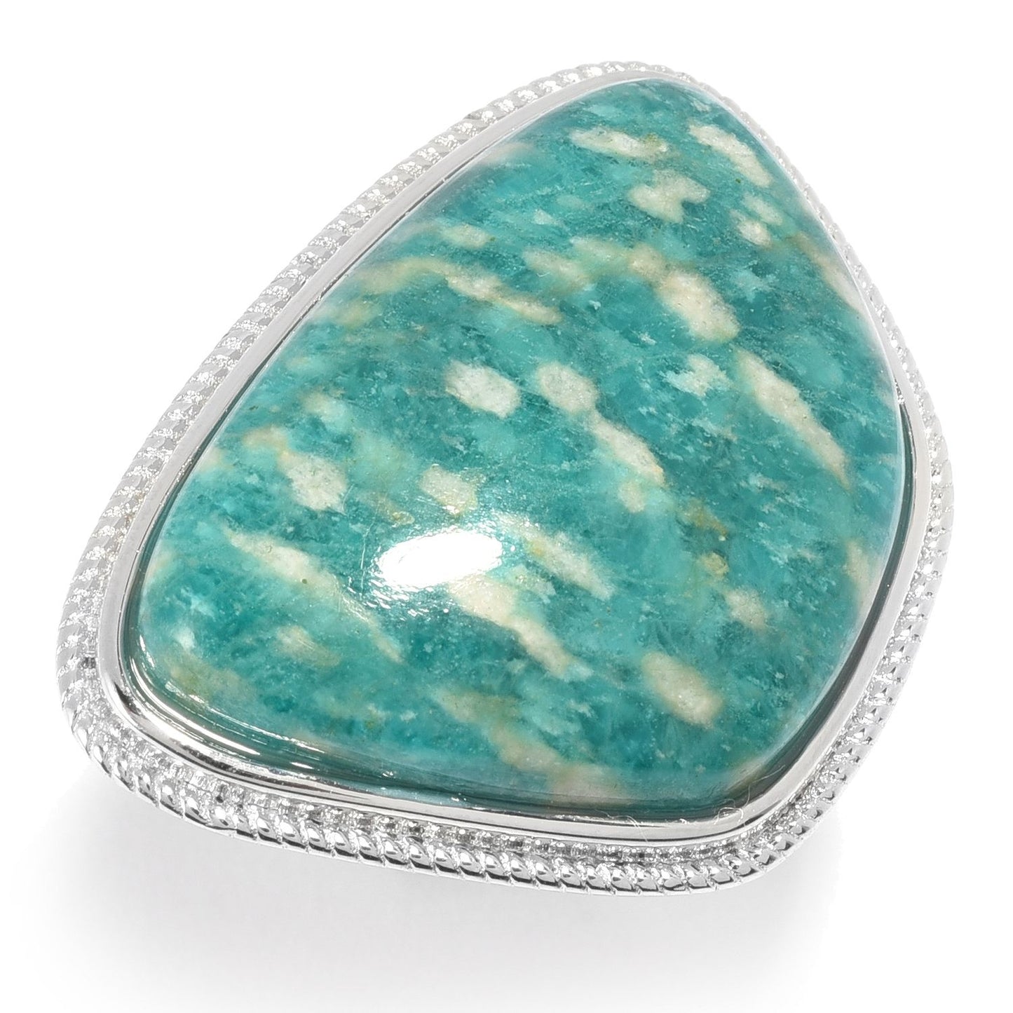 Pinctore Sterling Silver 27 x 19mm Amazonite Ring - pinctore