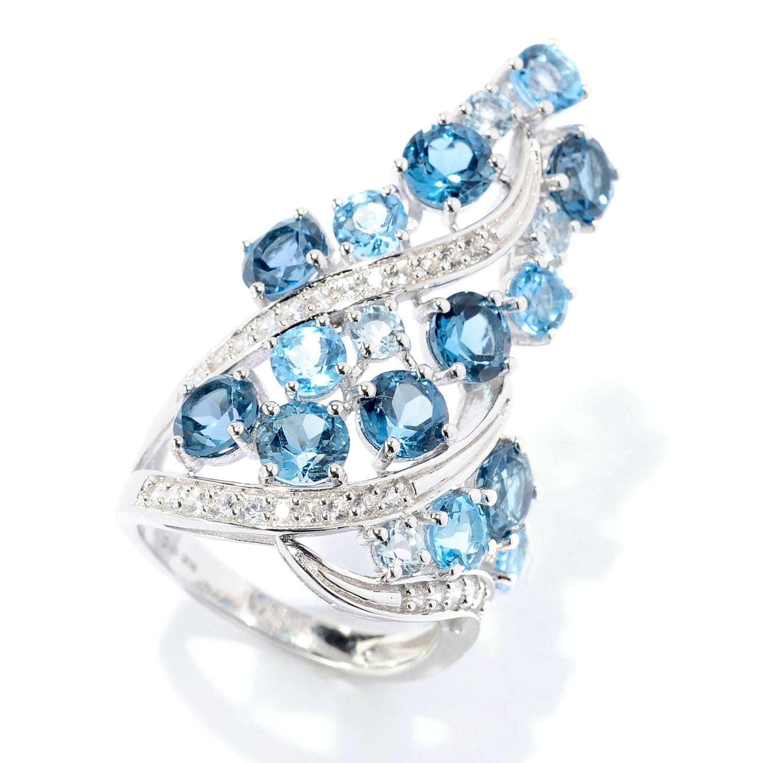 Natural Swiss Blue Topaz Silver Ring 925 Sterling Silver 