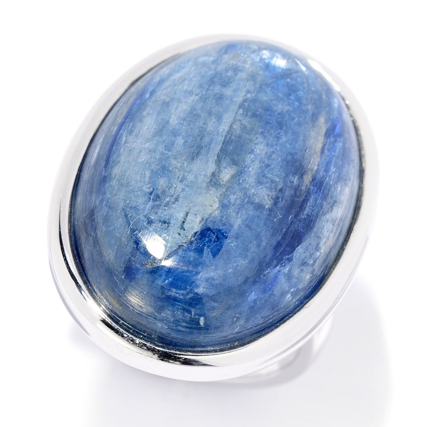 Pinctore Sterling Silver 25 x 18mm Oval Kyanite North-South Ring - pinctore