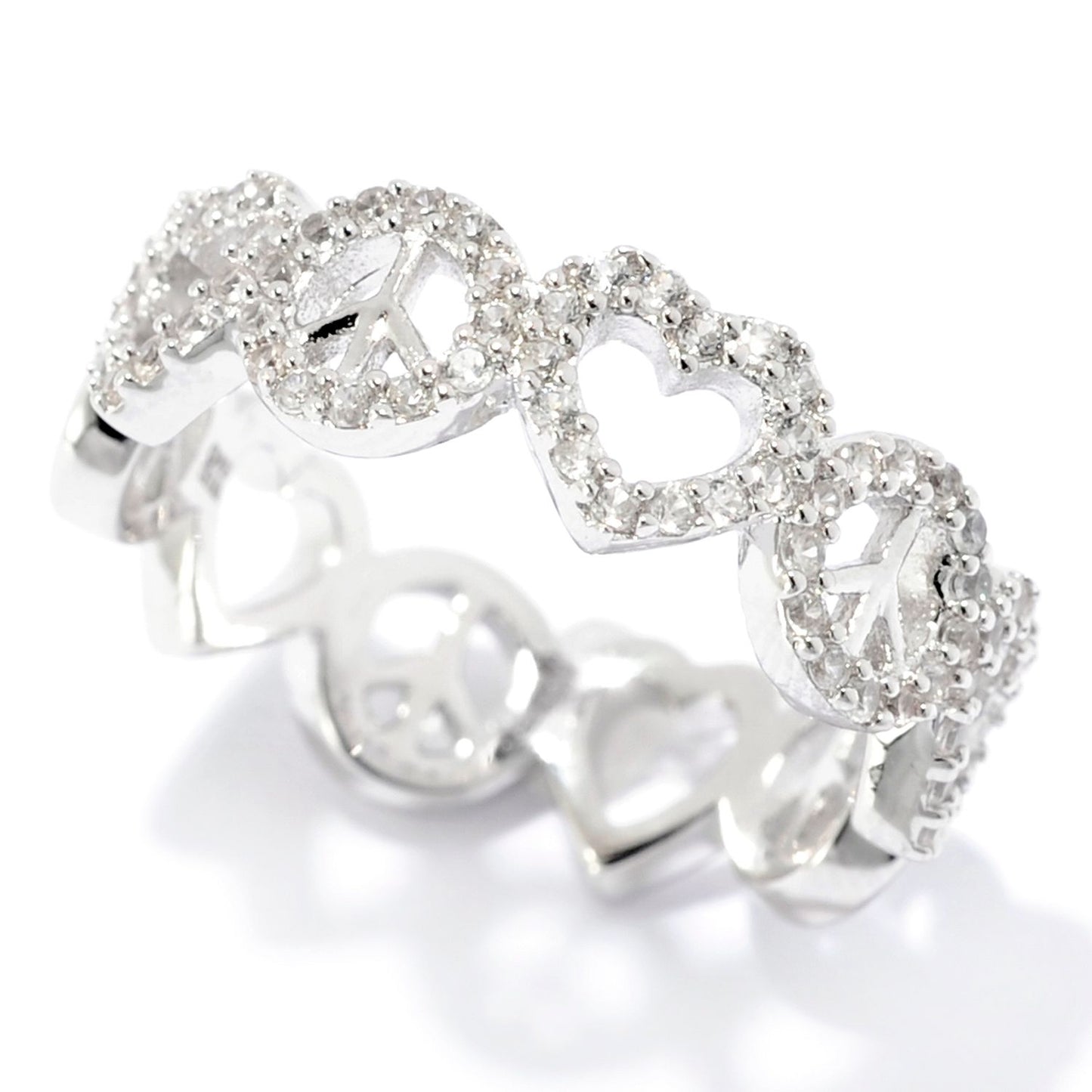 Pinctore Sterling Silver White Zircon Eternity Band Ring - pinctore