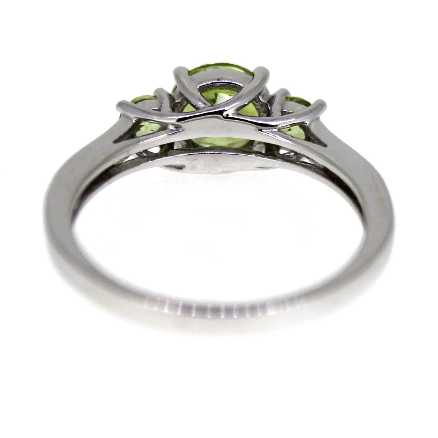 925 Sterling Silver Peridot, White Natural Zircon 3-Stone Ring - Pinctore