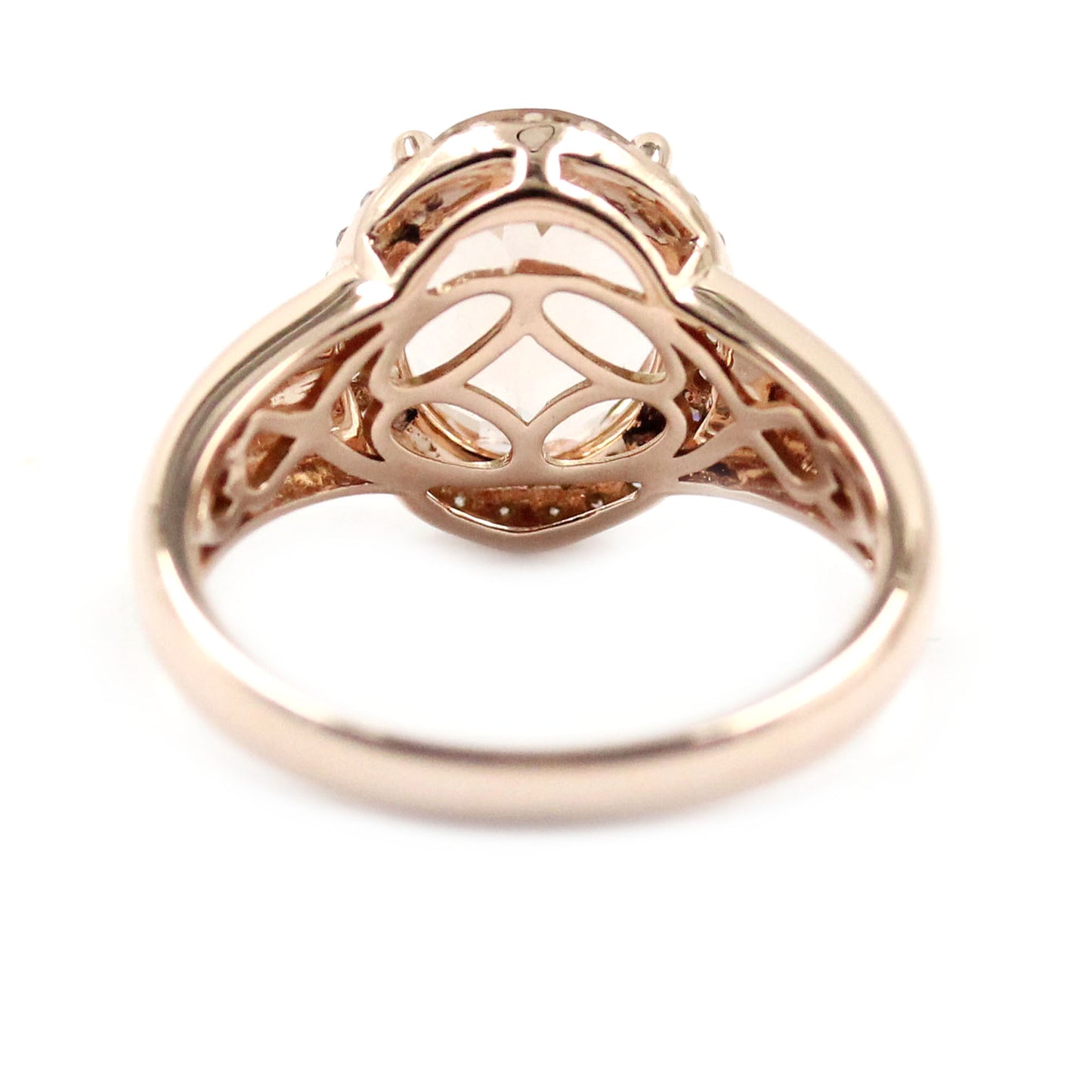 14kt Rose Gold Morganite with Brown Diamond Ring - Pinctore