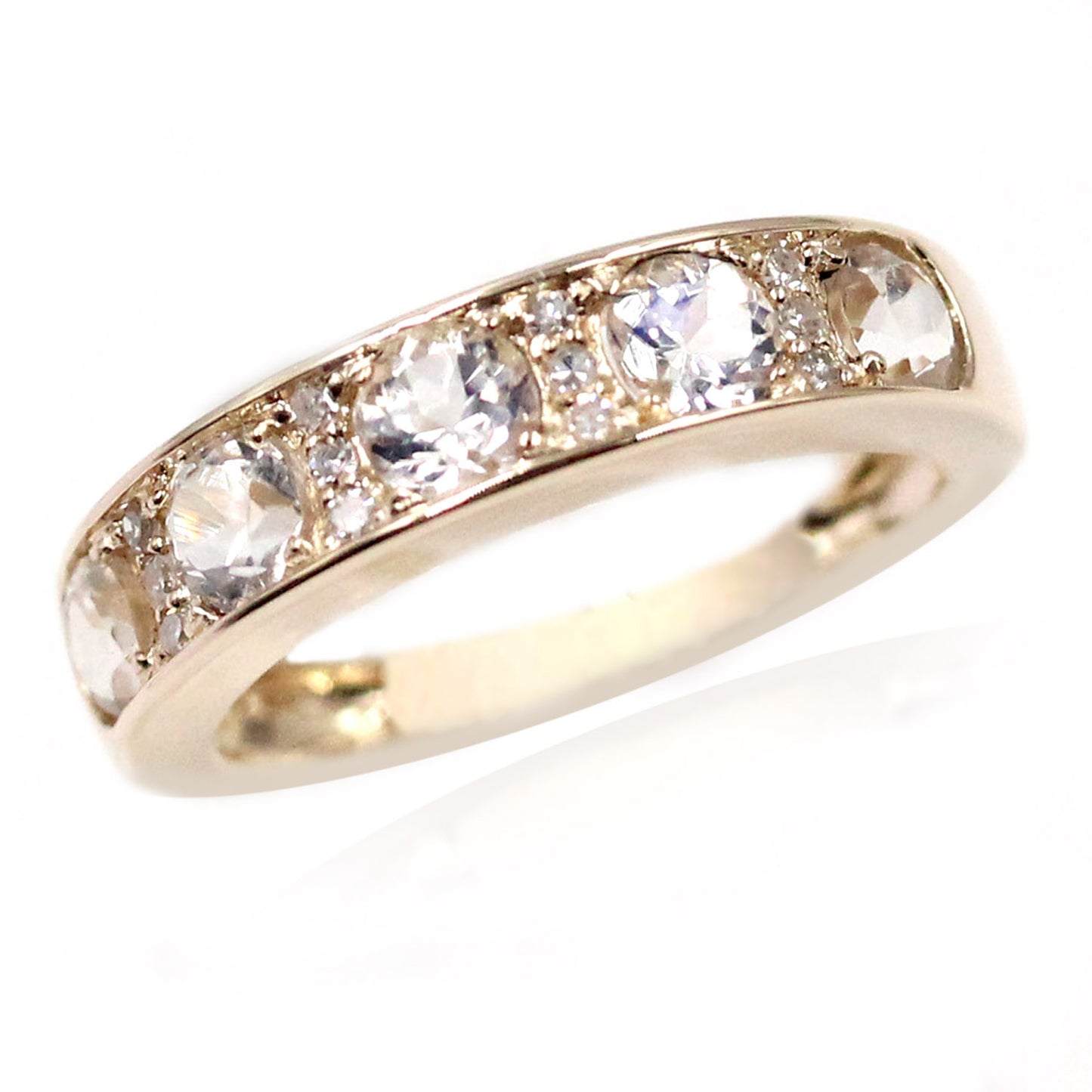 14kt Yellow Gold Blue Moonstone With Diamond Ring - Pinctore