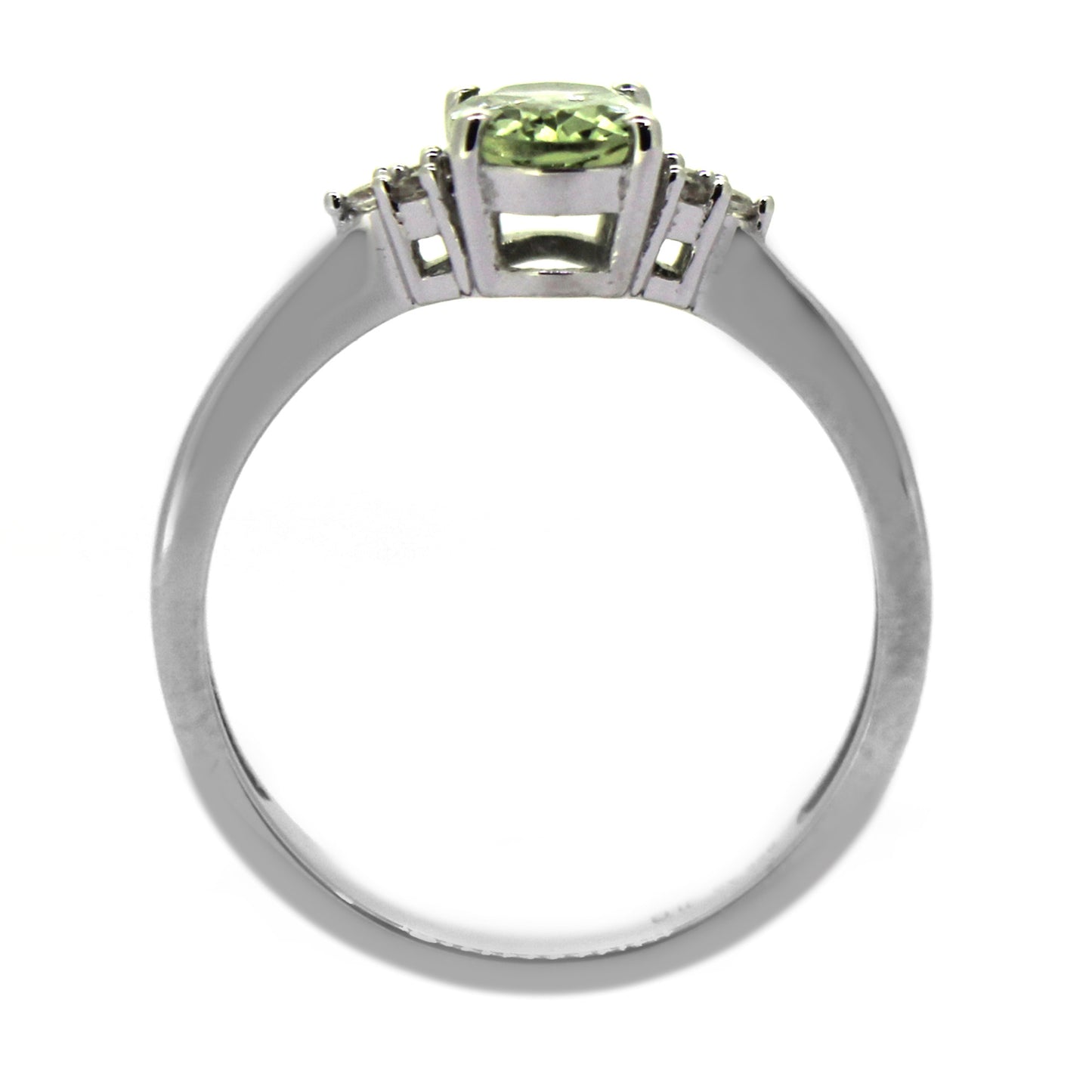 925 Sterling Silver Green Tourmaline, White Natural Zircon Ring - Pinctore