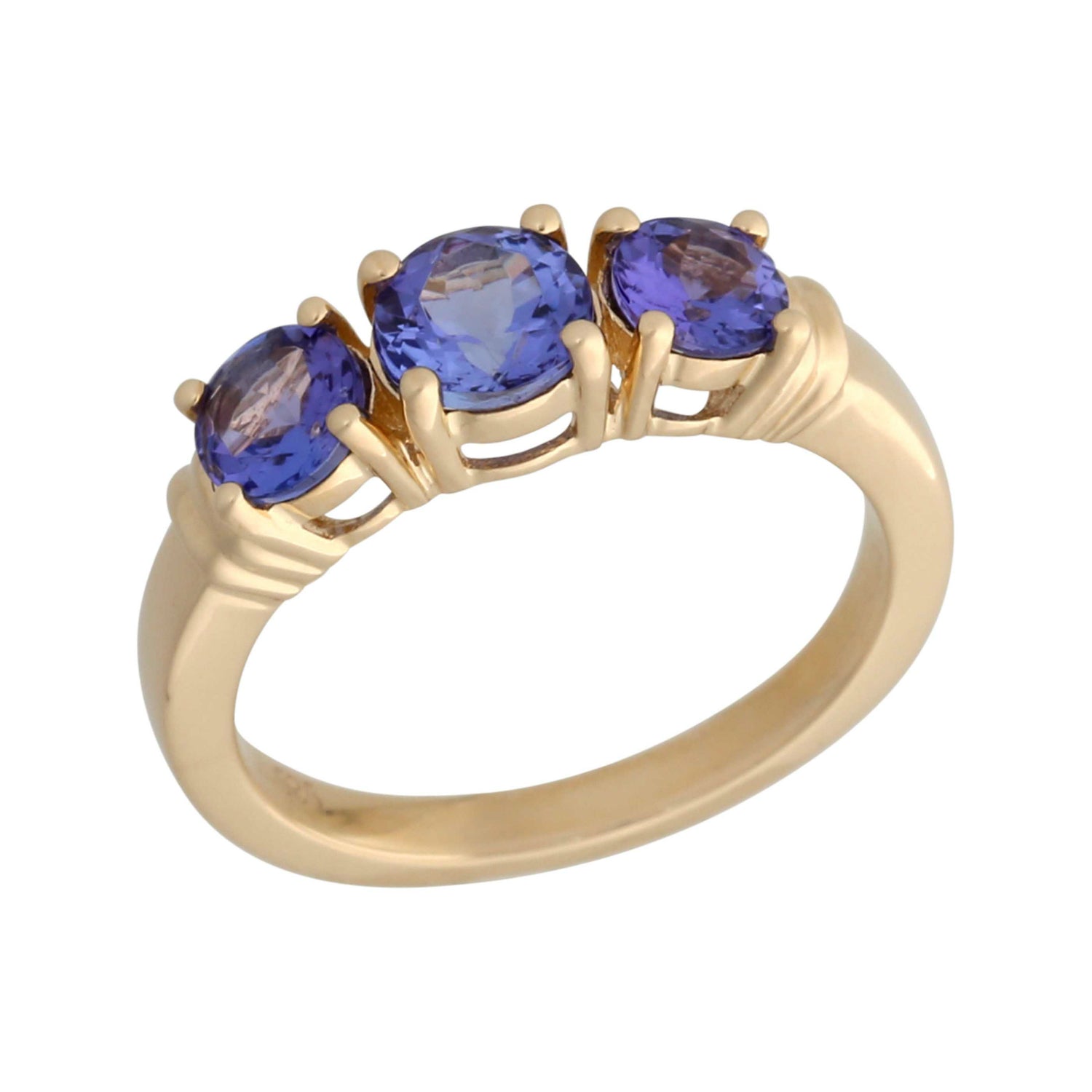 14kt Yellow Gold Tanzanite 3 Stone Ring - Pinctore