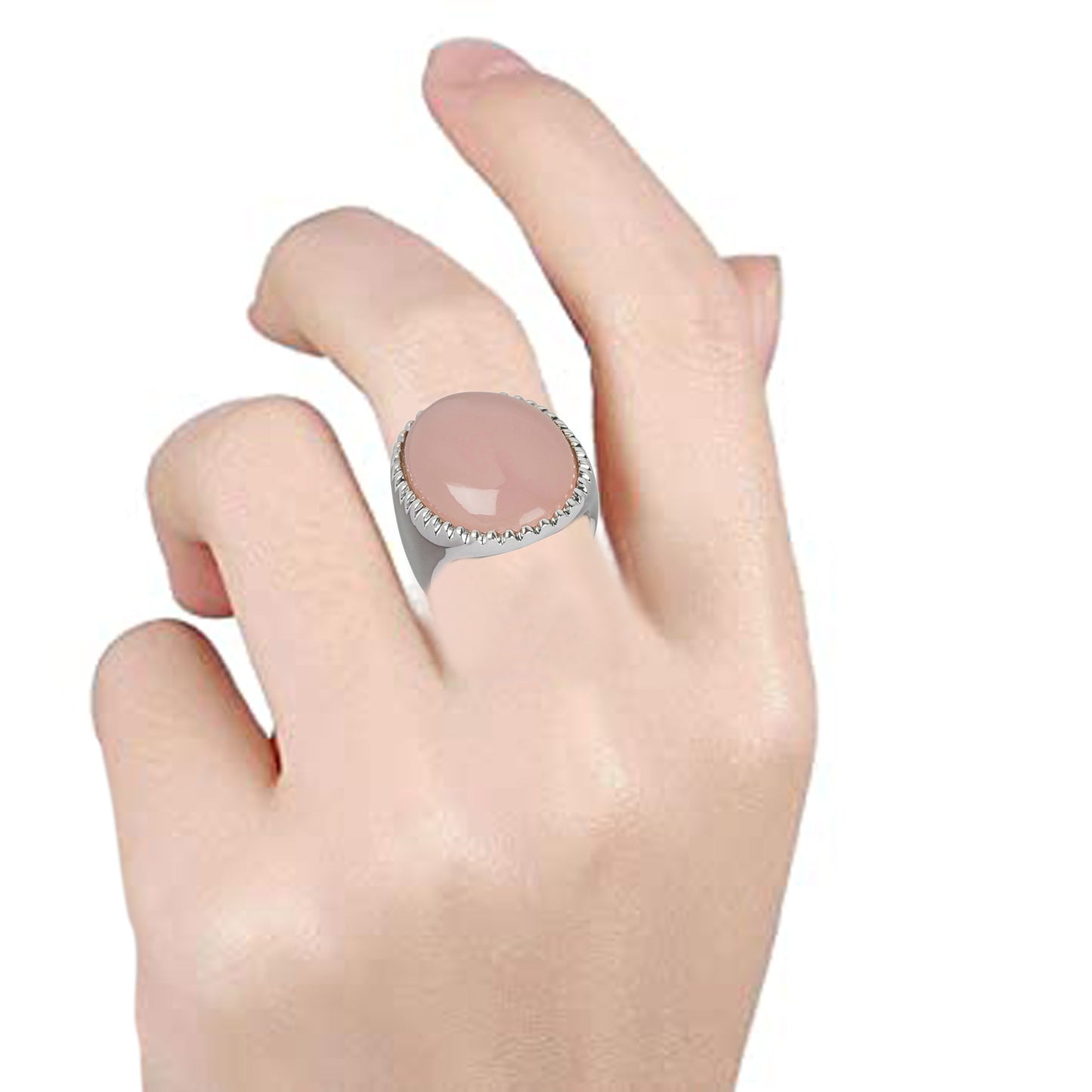 925 Sterling Silver Pink Chalcedony Ring - Pinctore