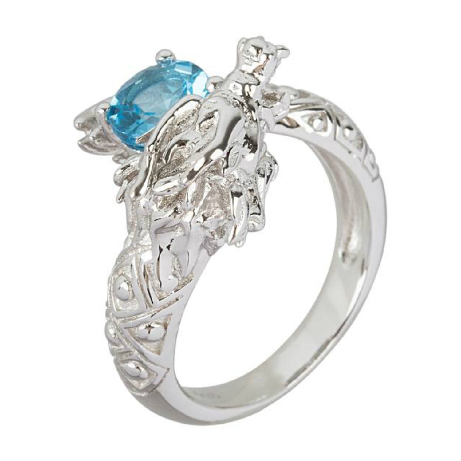 925 Sterling Silver Swiss Blue Topaz Ring - Pinctore