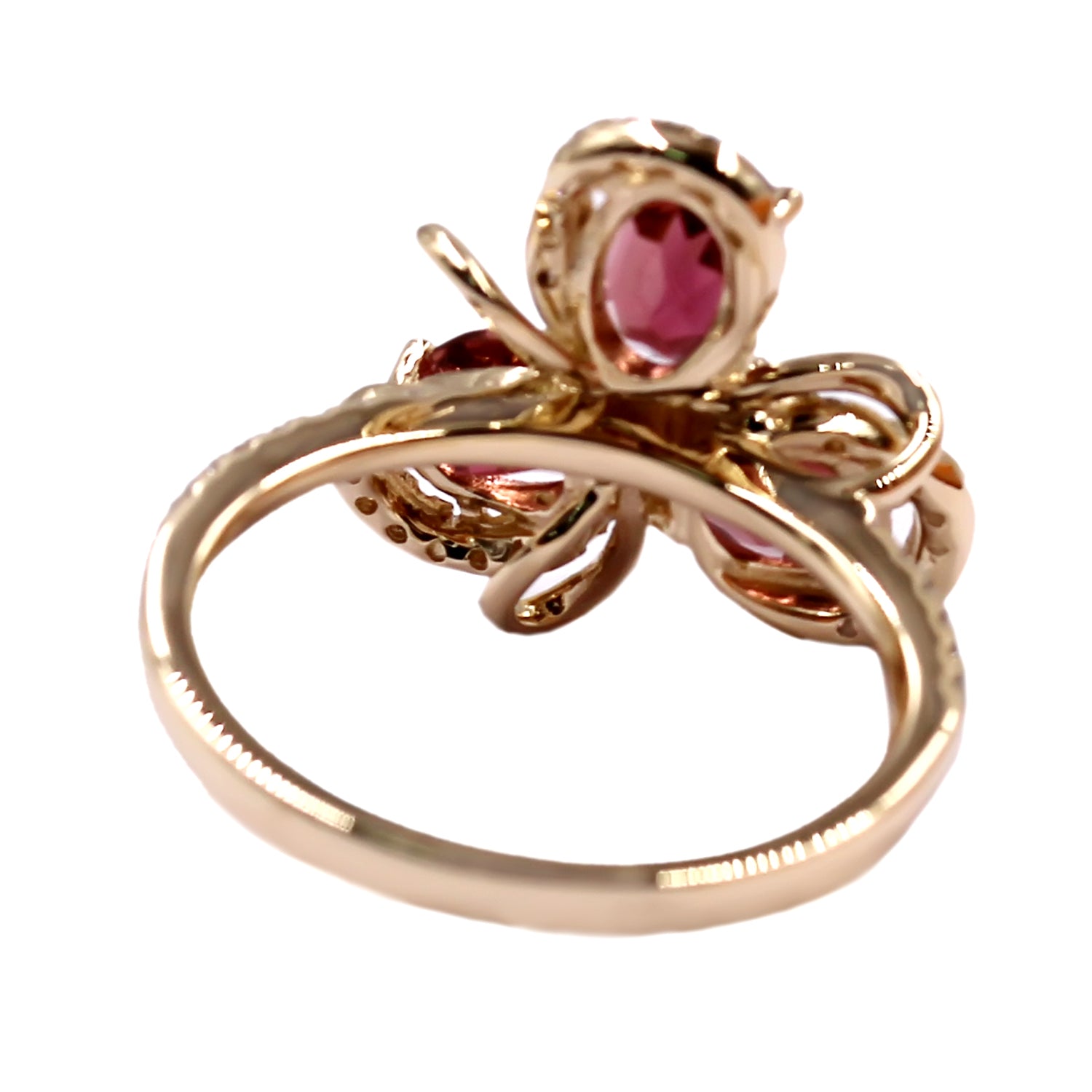 14kt Yellow Gold Pink Tourmaline, Diamond Ring - Pinctore