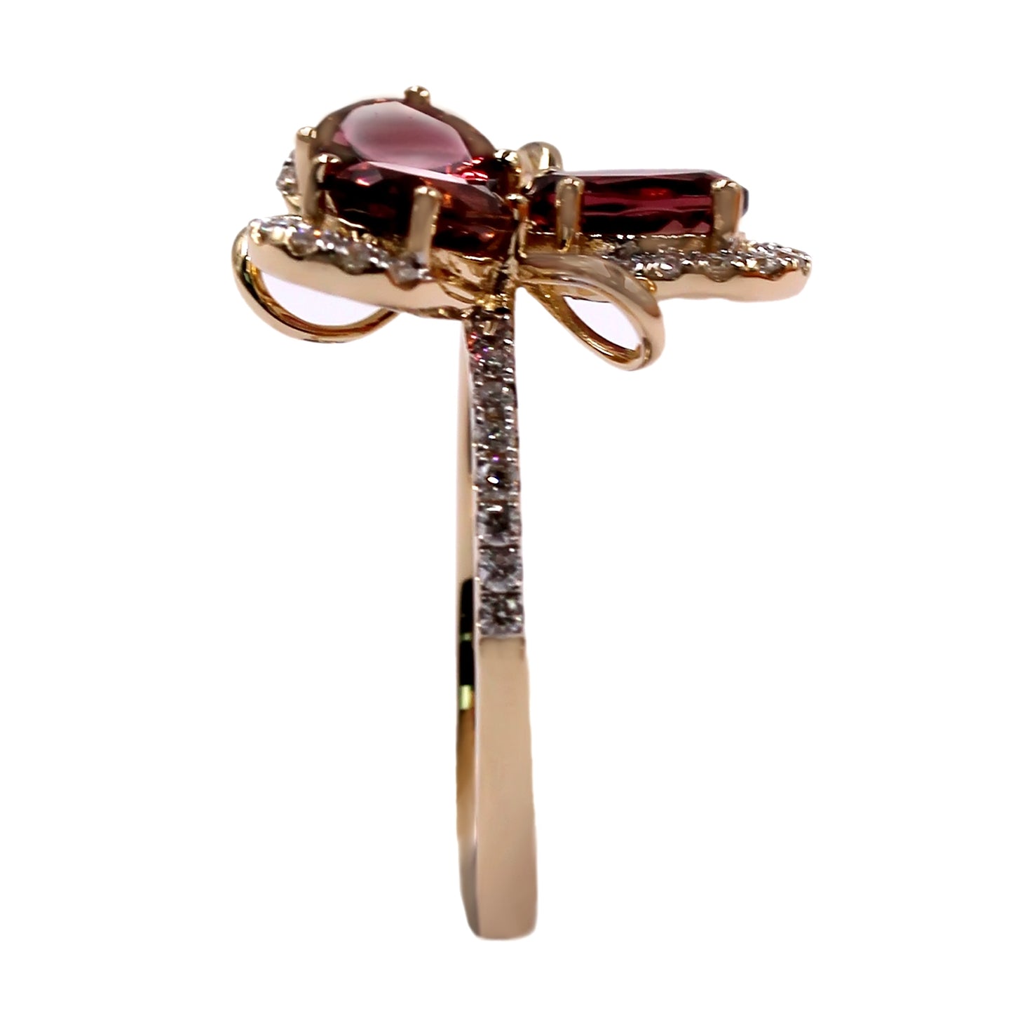 14kt Yellow Gold Pink Tourmaline, Diamond Ring - Pinctore
