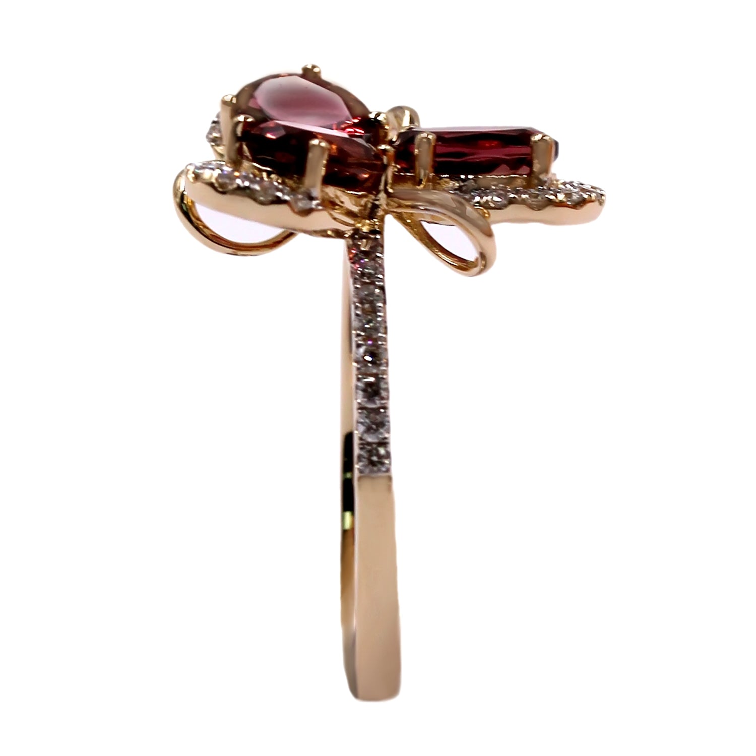 14kt Yellow Gold Pink Tourmaline, Diamond Ring - Pinctore