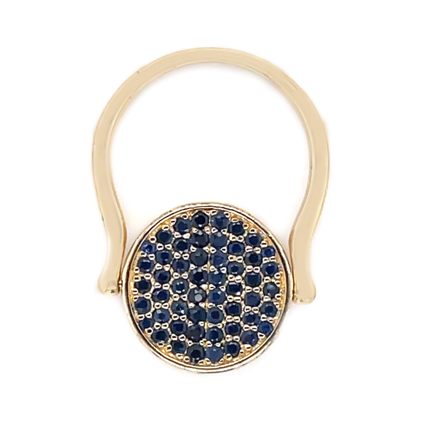 Sterling Silver Over Gold Plated Disc Rotating Blue Sapphire And Ruby Gemstone Rings