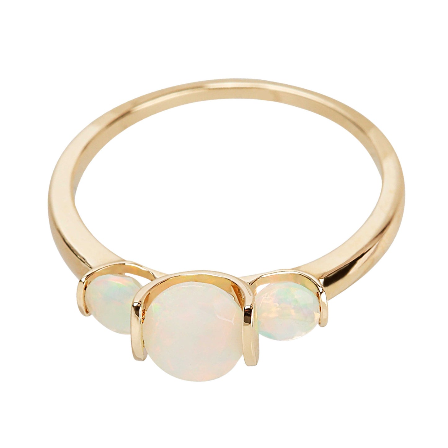 14kt Yellow Gold Ethiopian Opal 3 Stone Ring - Pinctore