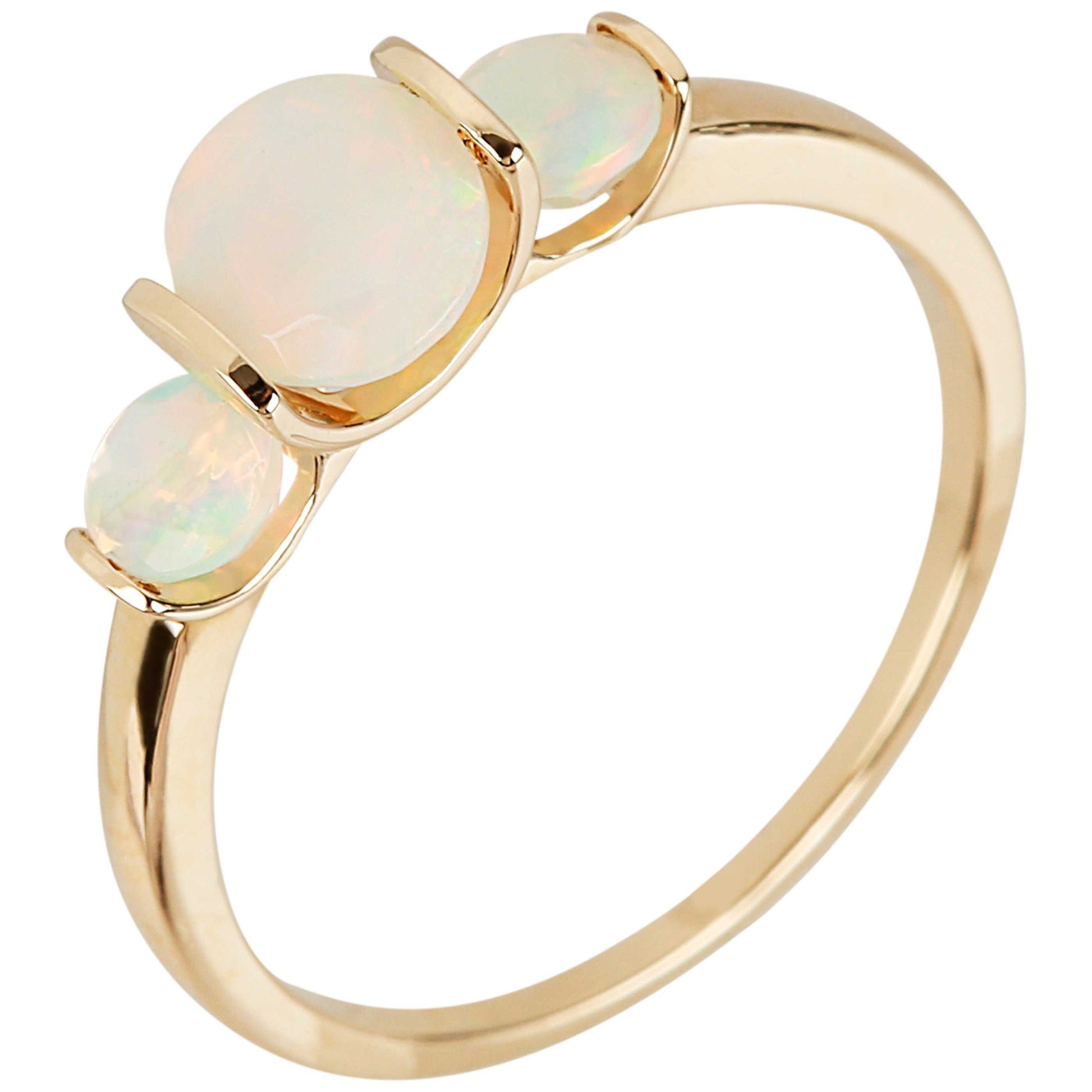 14kt Yellow Gold Ethiopian Opal 3 Stone Ring - Pinctore