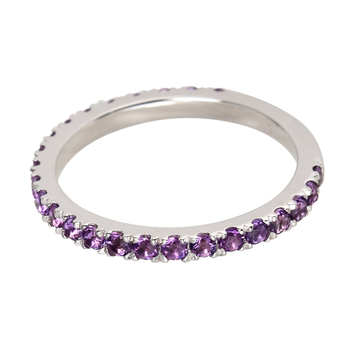925 Sterling Silver African Amethyst Band Ring - Pinctore