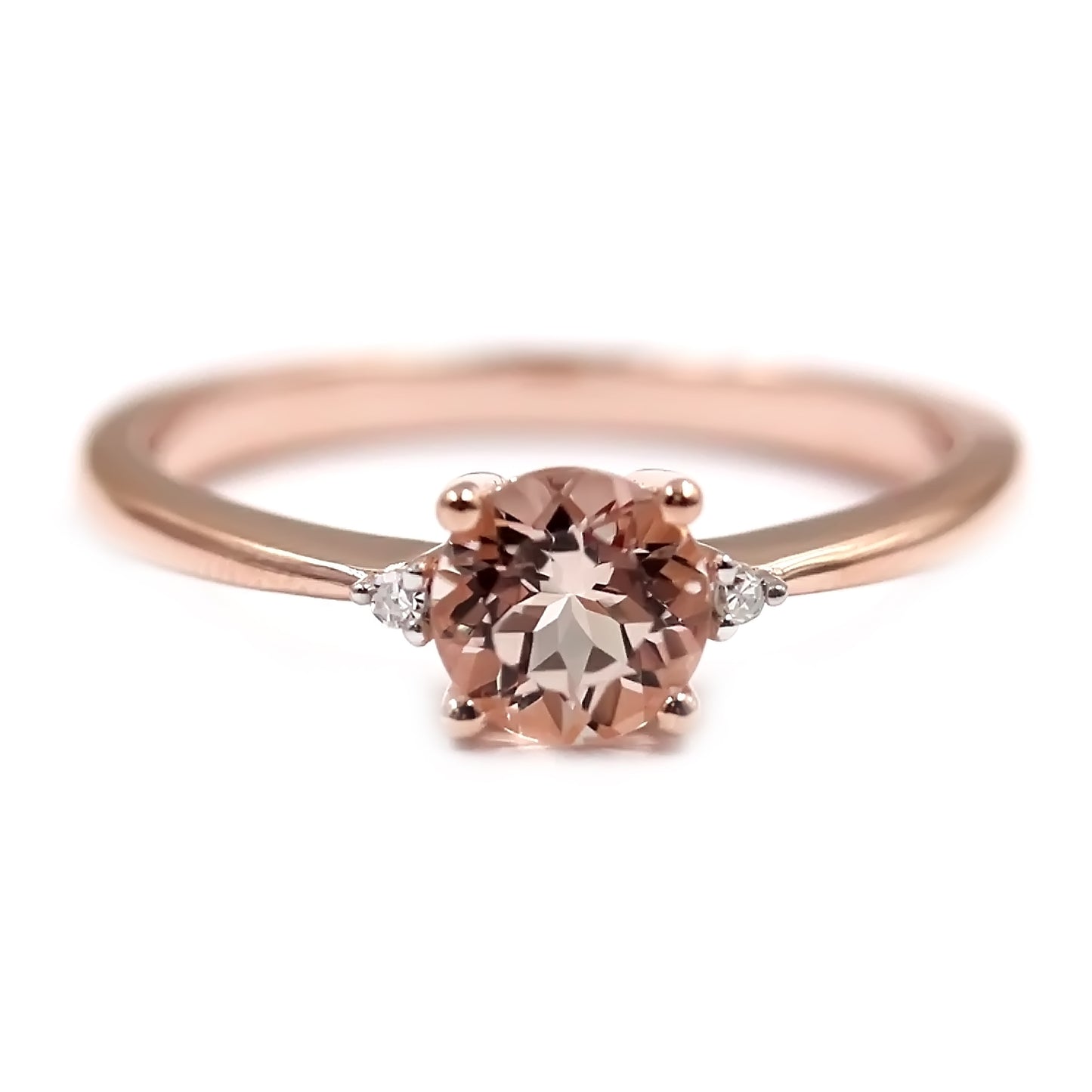 14kt Rose Gold Morganite With Diamond Ring - Pinctore