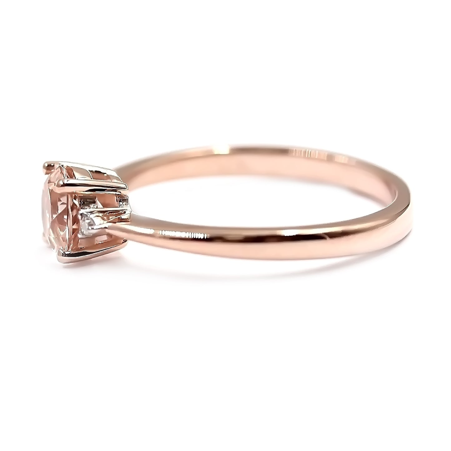 14kt Rose Gold Morganite With Diamond Ring - Pinctore