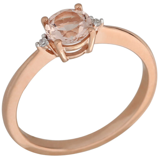14kt Rose Gold Morganite With Diamond Ring - Pinctore