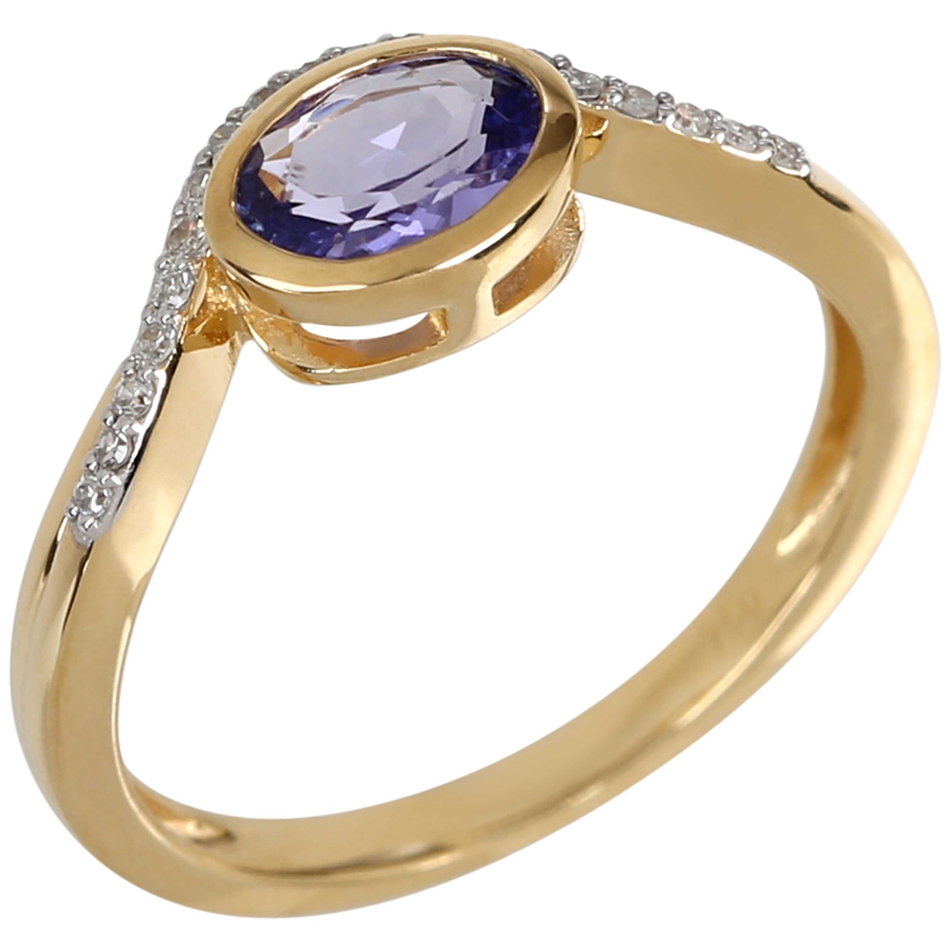 18Kt Yellow Gold Tanzanite With Diamond Ring - Pinctore