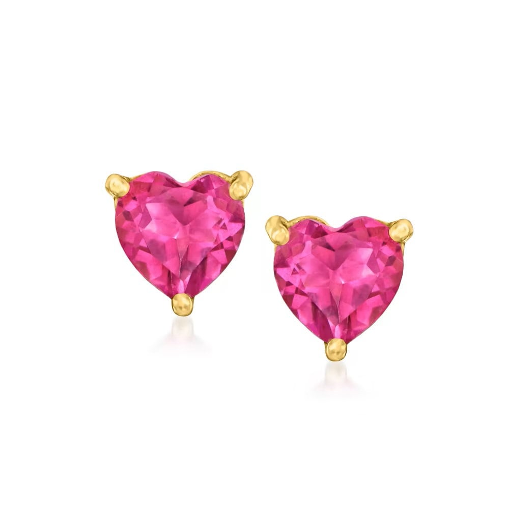 Sterling Silver Over Gold Plated Pink Topaz Gemstone Pendant, Earrings And Ring Jewelry Sets