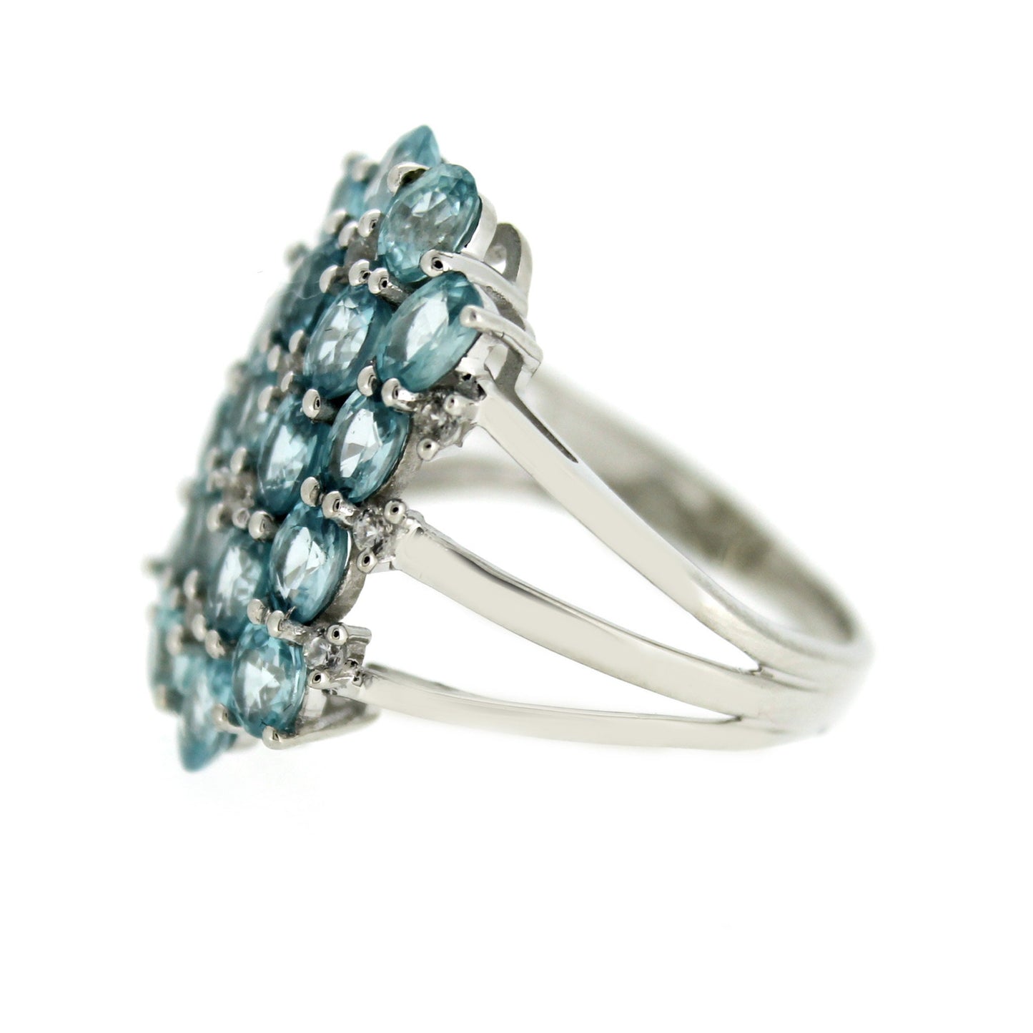 925 Sterling Silver Blue Zircon Gemstone Ring