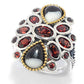 925 Sterling Silver White Buffalo and Red Garnet Ring