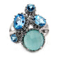 925 Sterling Silver Aqua Chalcedony and Swiss Blue Topaz Gemstone Ring