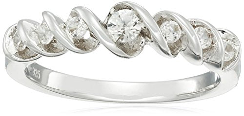 Sterling Silver Natural White Zircon Stackable Ring, Size 7