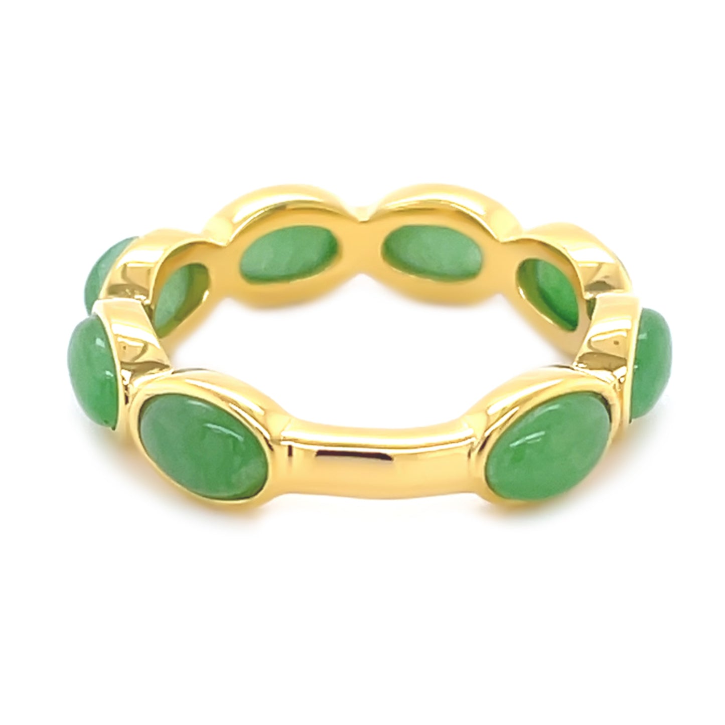 Yellow Over 925 Sterling Silver Dyed Green Jade Ring