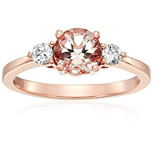 Pinctore 14k Rose Gold Morganite And Diamond 3-stone Engagement Ring