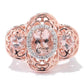 14K Rose Vermeil 2.39ctw Oval Morganite & White Zircon Scrollwork Ring US5