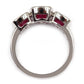 925 Sterling Silver Glass Filled Ruby 3-Stone Ring