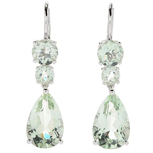 Pinctore Sterling Silver 1.5" Green Amethyst And Smoky Quartz Drop Earrings